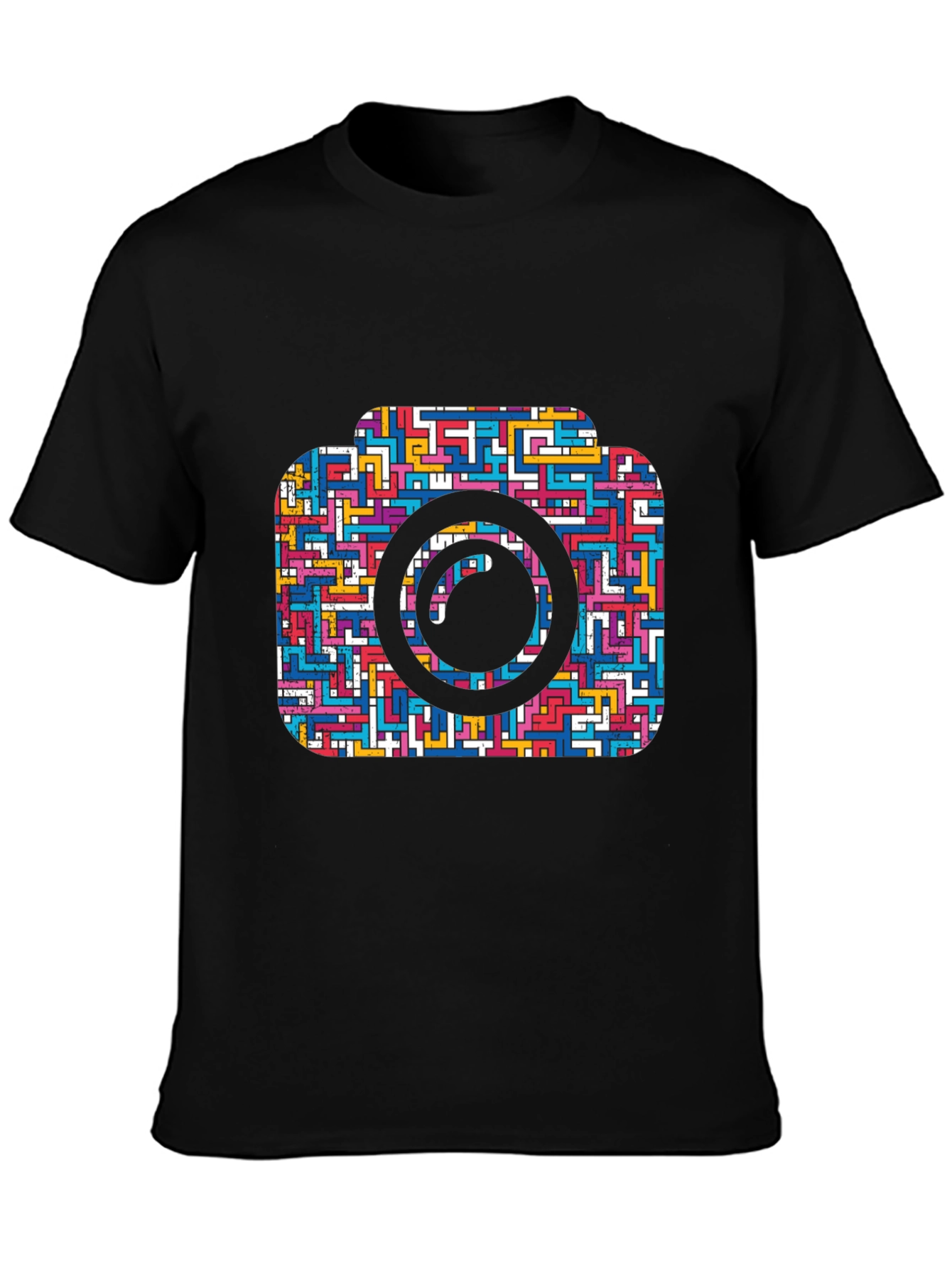 Camera Maze T-Shirt - Geometric Puzzle Design