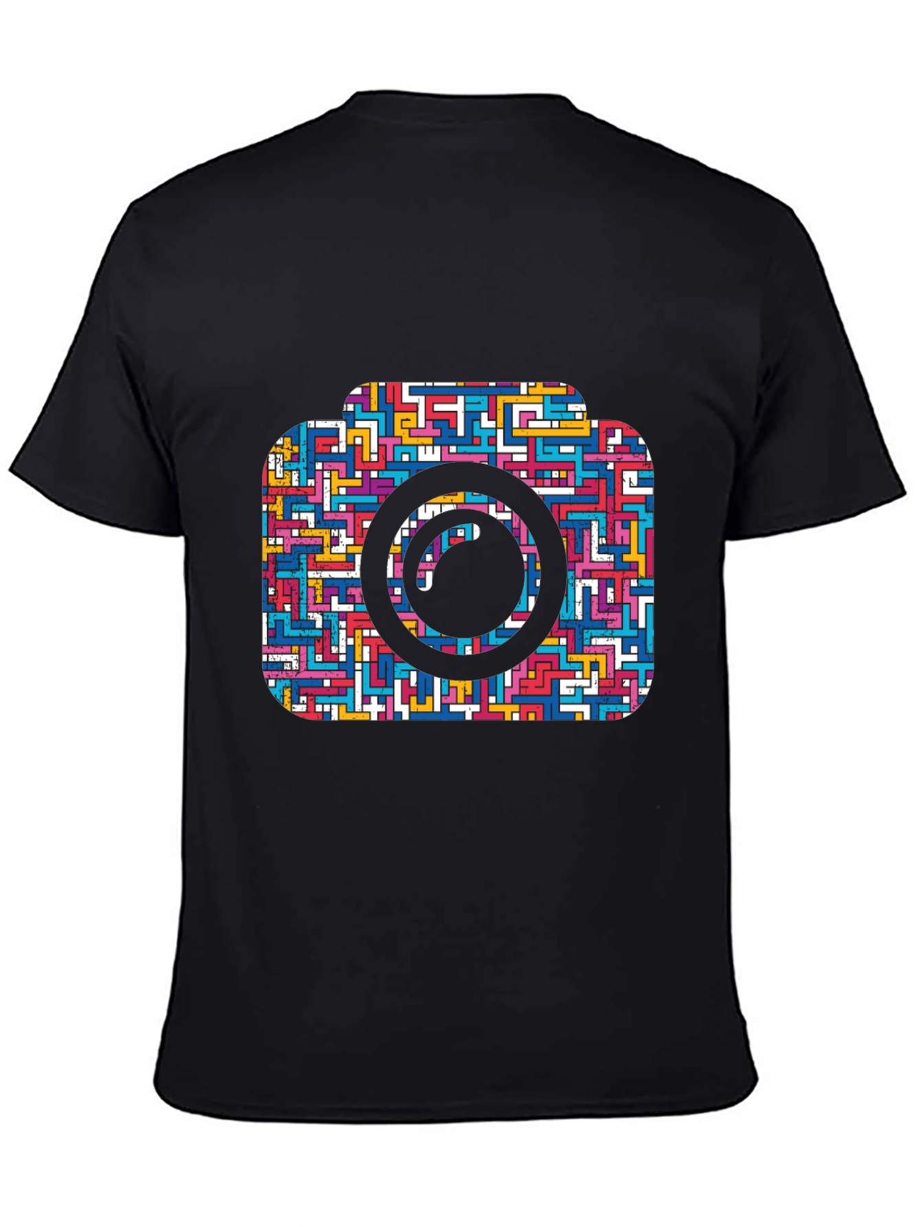 Camera Maze T-Shirt - Geometric Puzzle Design