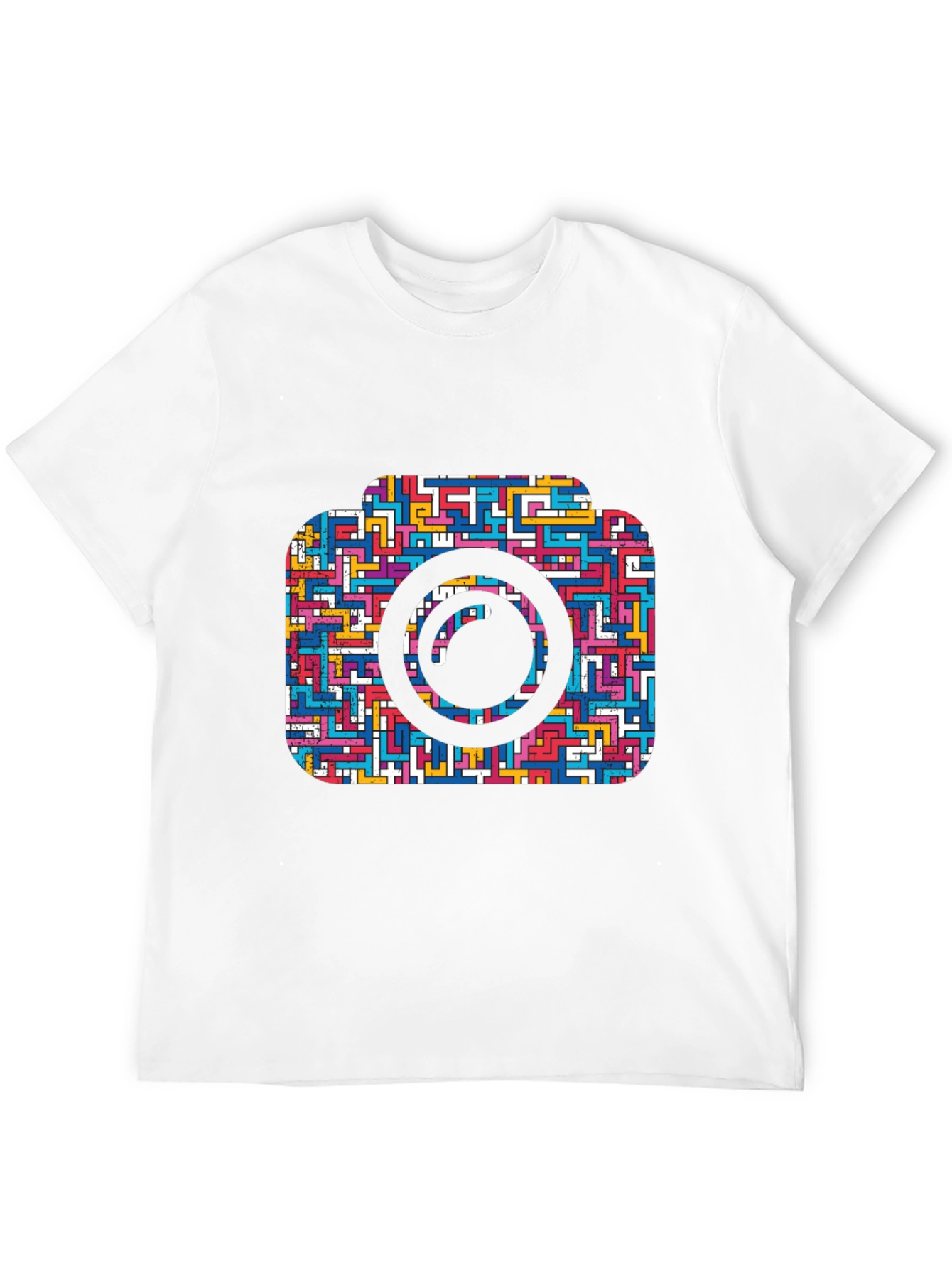 Camera Maze T-Shirt - Geometric Puzzle Design
