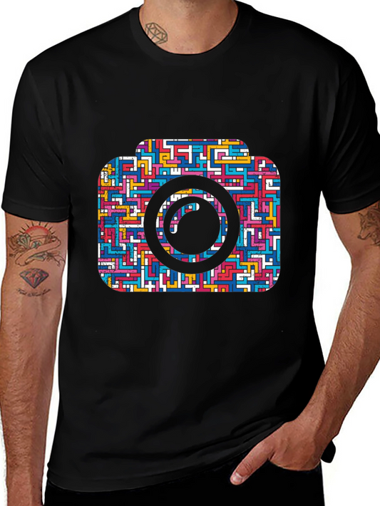 Camera Maze T-Shirt - Geometric Puzzle Design