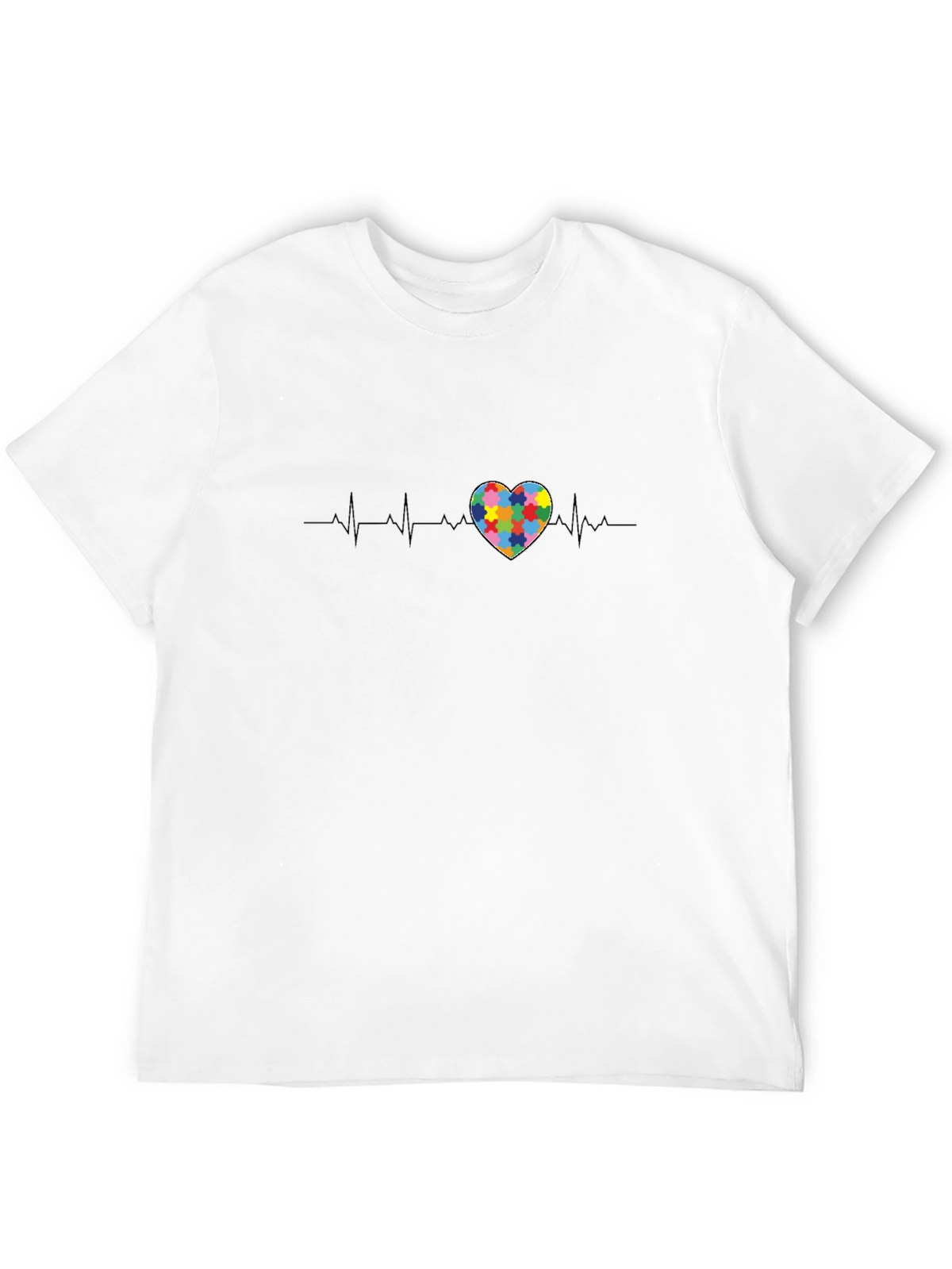 Autism Awareness Heartbeat Puzzle Piece T-Shirt