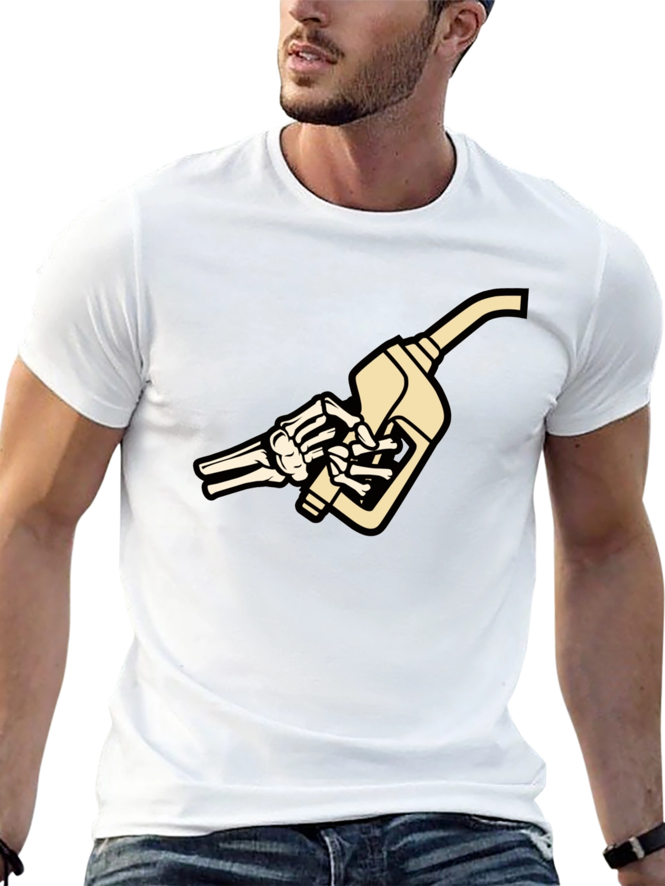 Skeleton Hand Fuel Pump Graphic T-Shirt