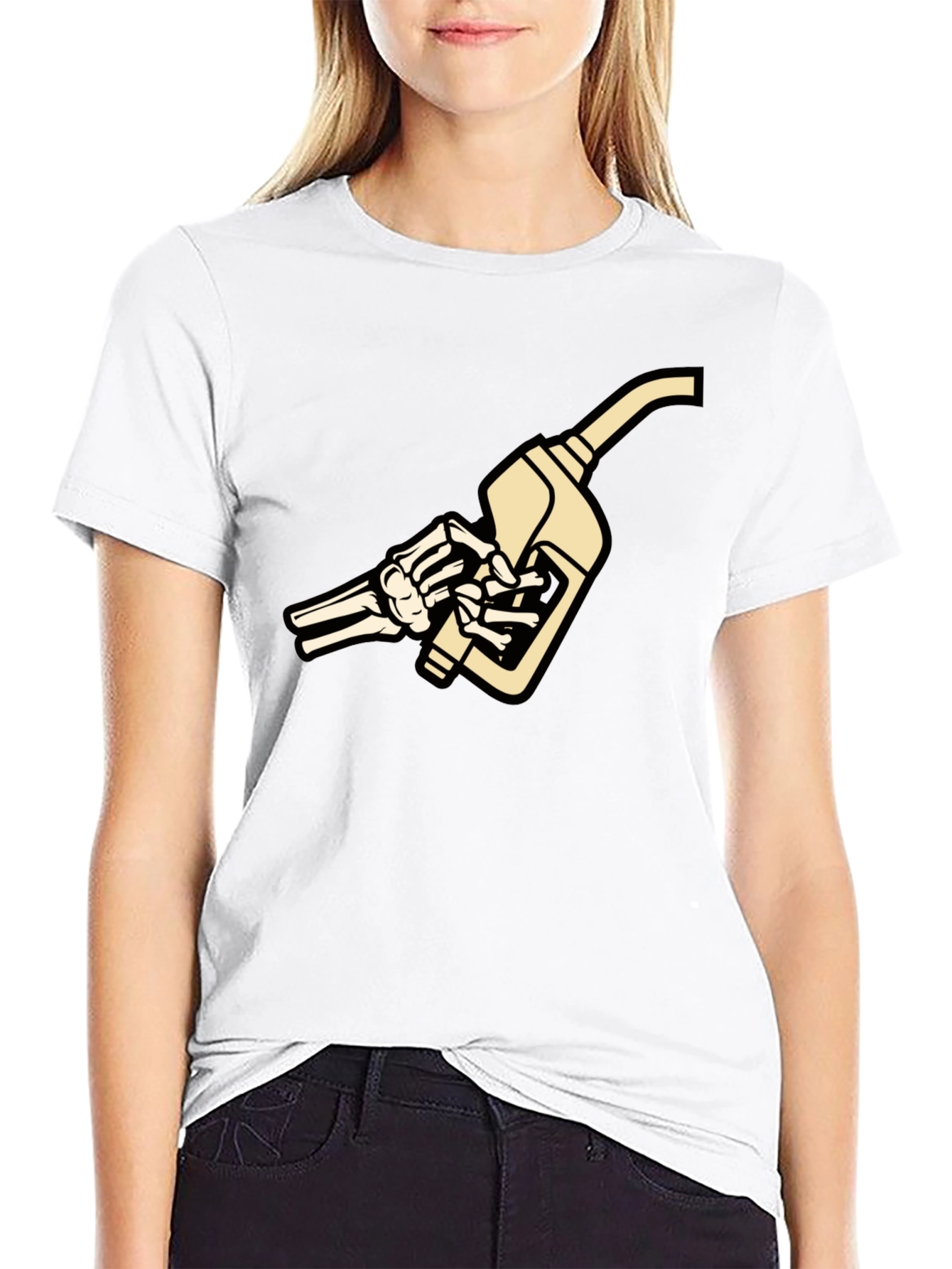 Skeleton Hand Fuel Pump Graphic T-Shirt