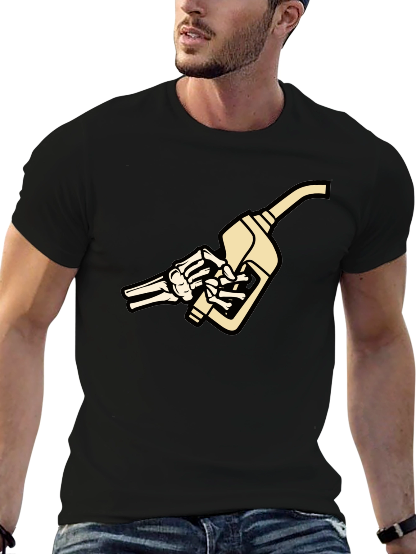 Skeleton Hand Fuel Pump Graphic T-Shirt