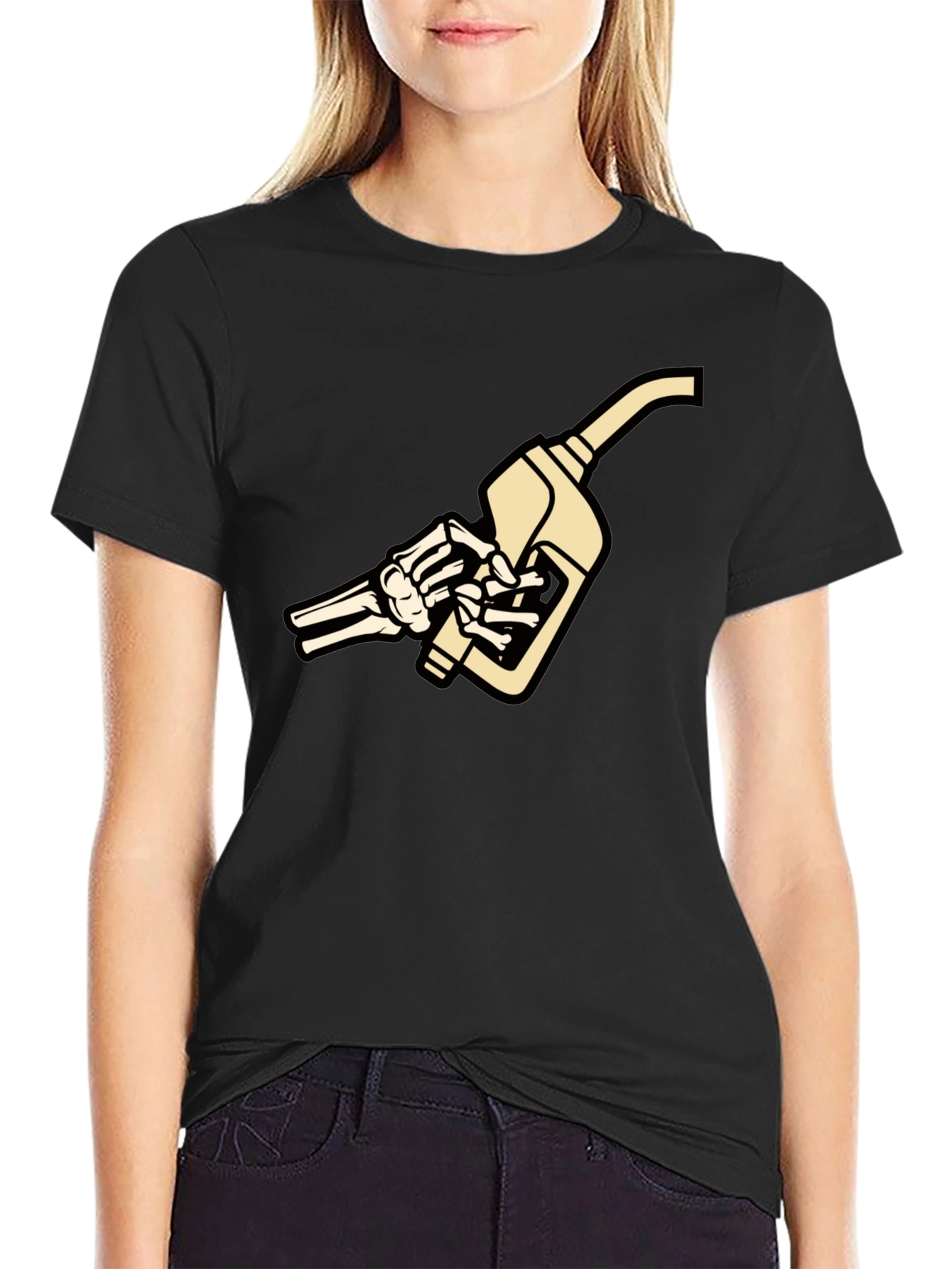 Skeleton Hand Fuel Pump Graphic T-Shirt