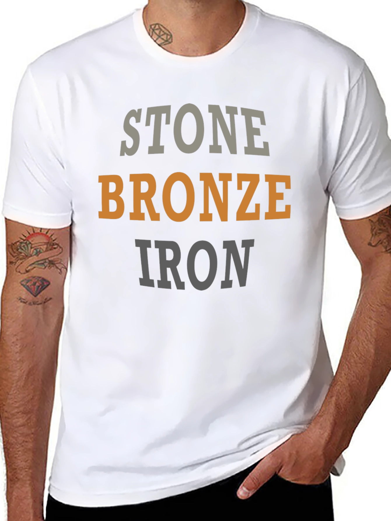 Stone Bronze Iron T-Shirt - Black Graphic Tee