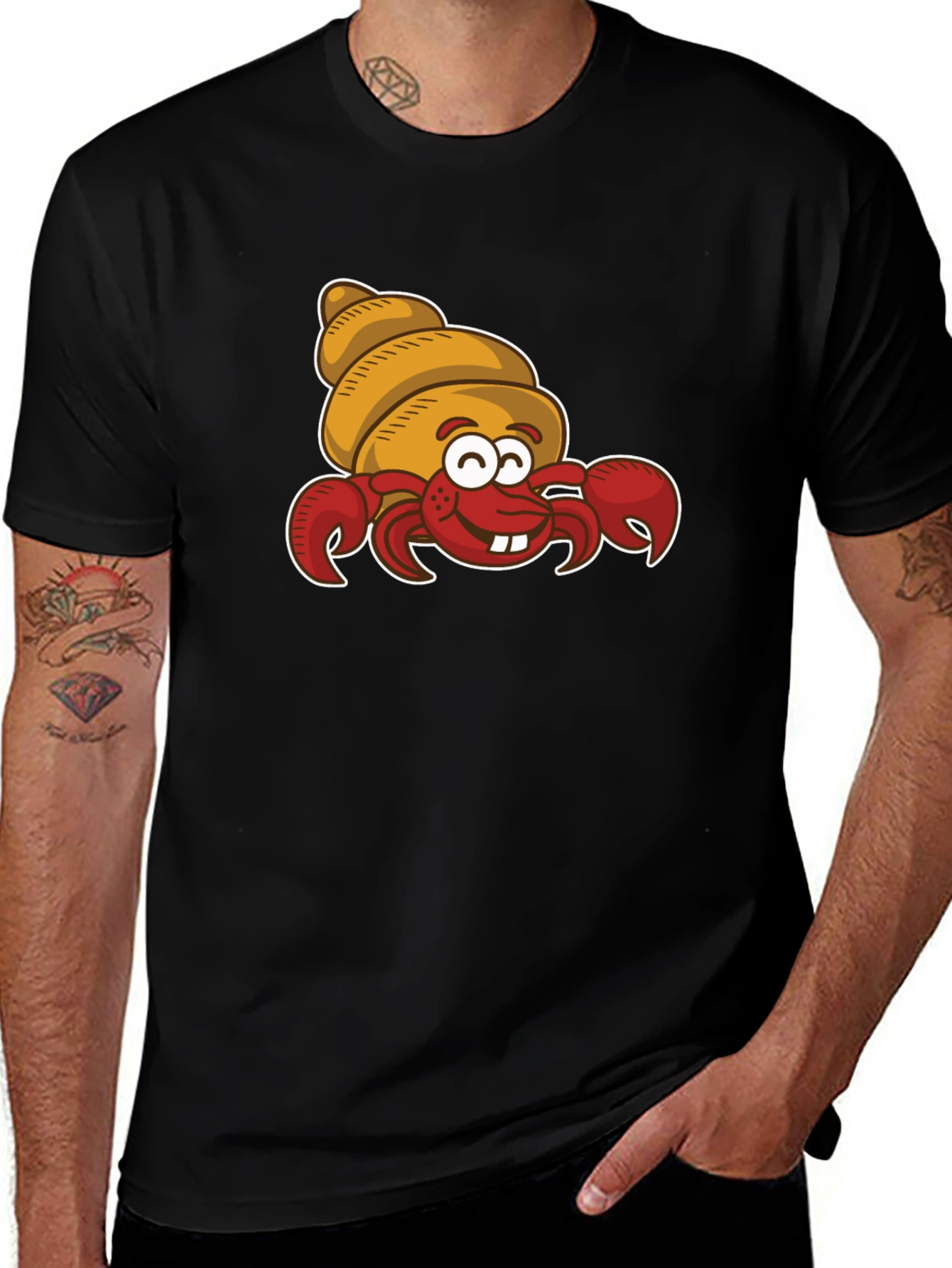 Cartoon Hermit Crab Graphic T-Shirt