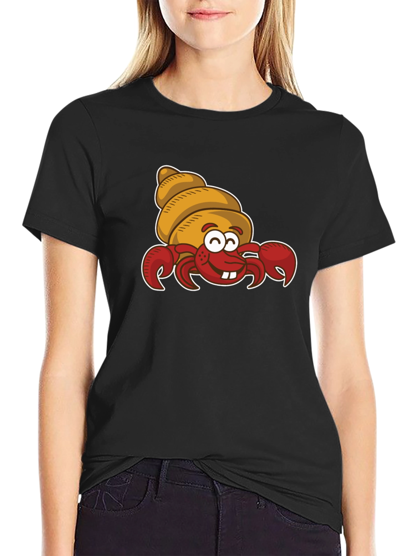 Cartoon Hermit Crab Graphic T-Shirt