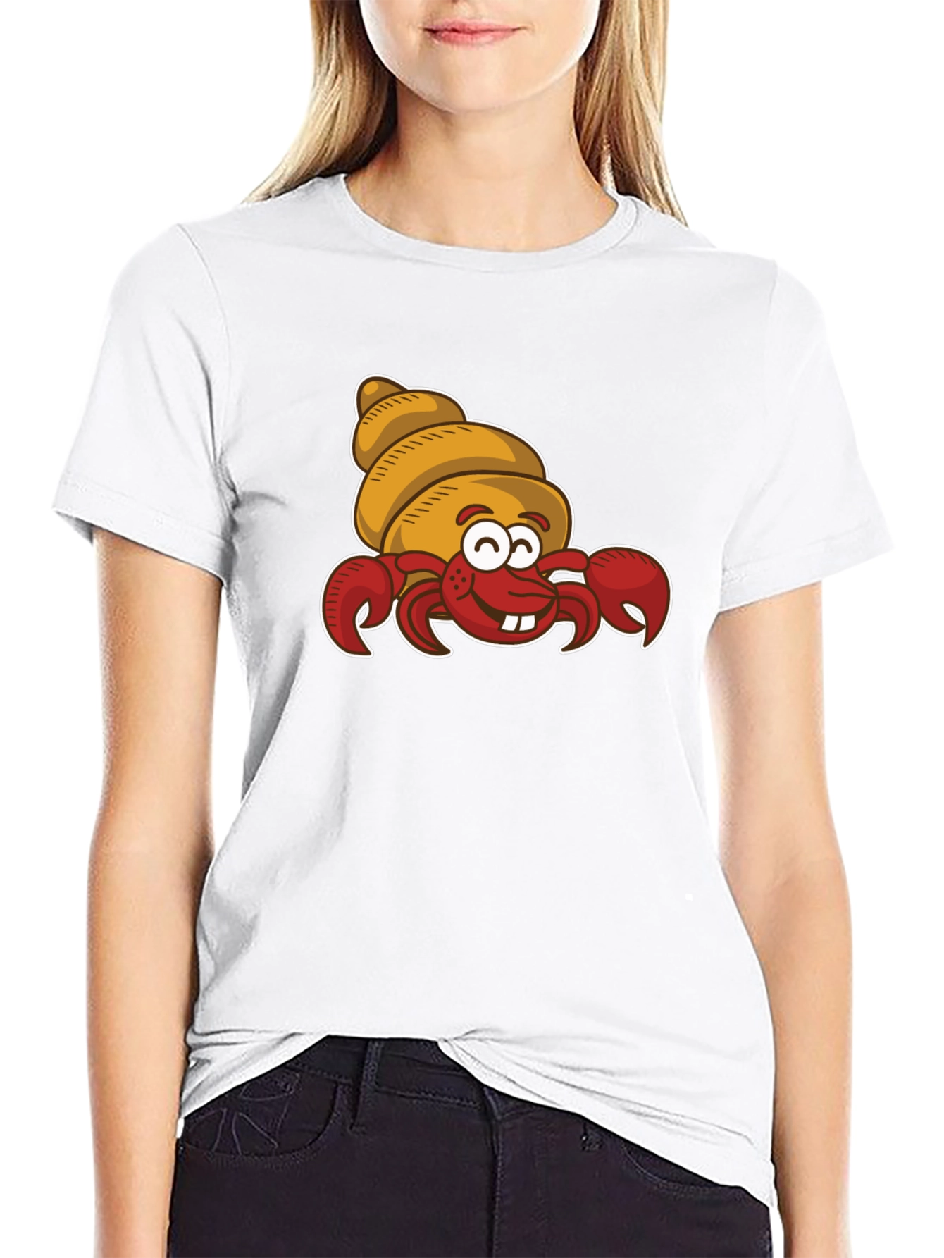 Cartoon Hermit Crab Graphic T-Shirt
