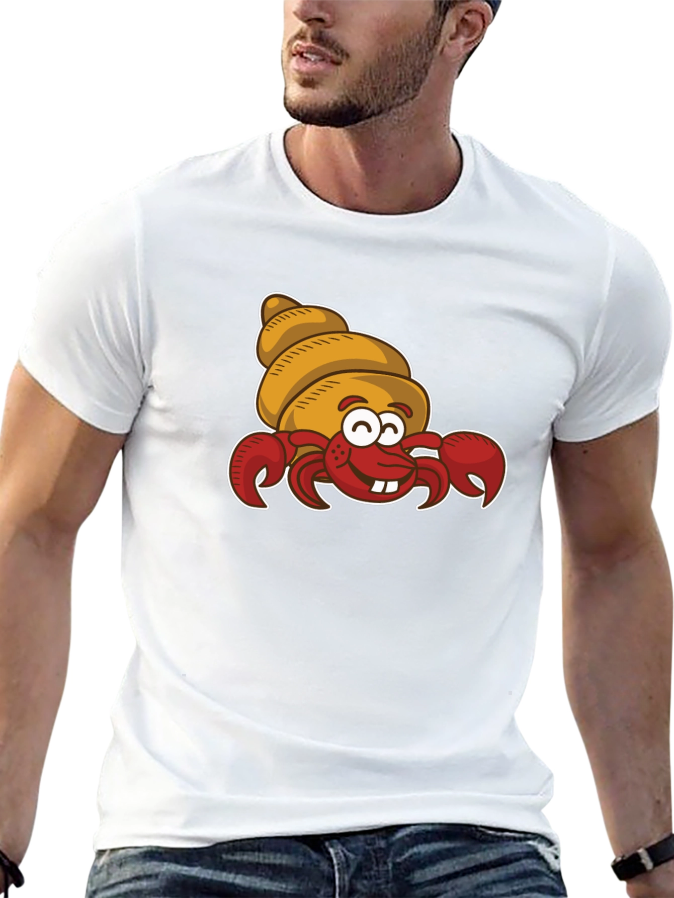 Cartoon Hermit Crab Graphic T-Shirt