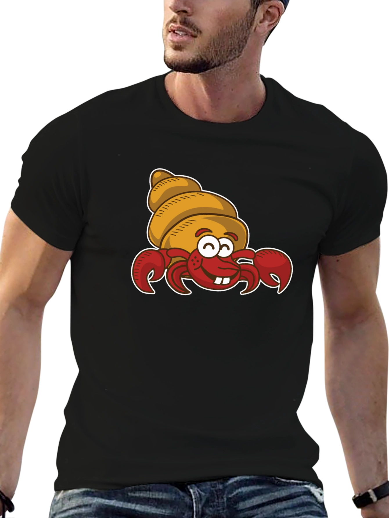 Cartoon Hermit Crab Graphic T-Shirt