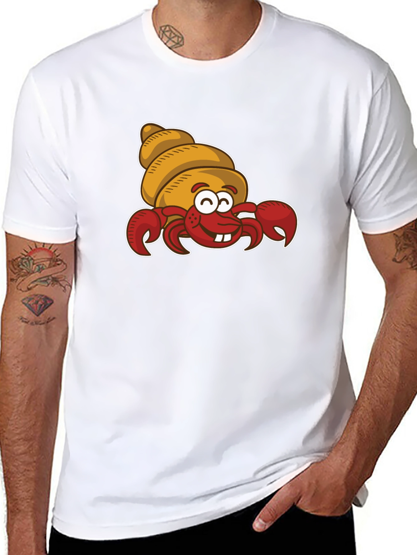 Cartoon Hermit Crab Graphic T-Shirt