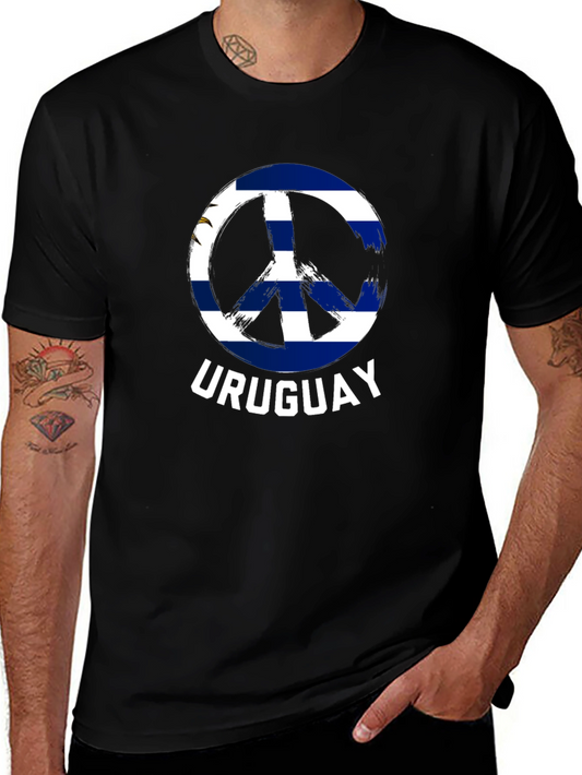 Uruguay Peace Sign T-Shirt - Black Cotton Tee