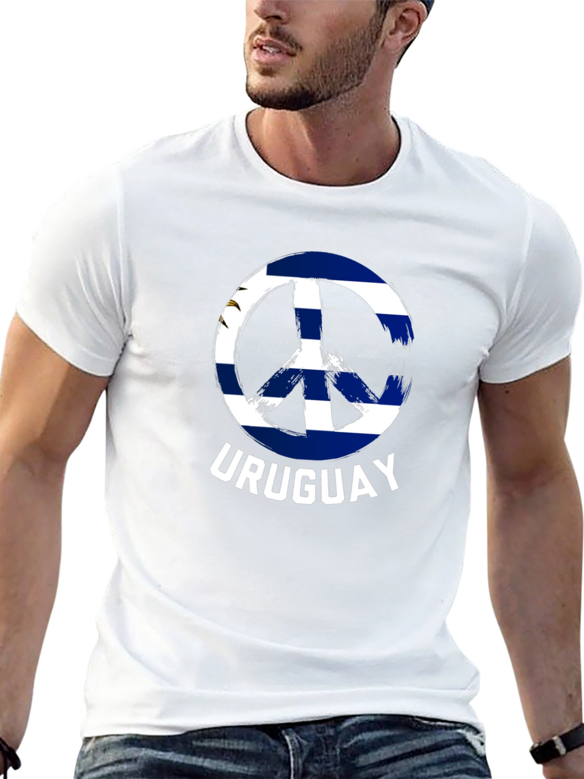 Uruguay Peace Sign T-Shirt - Black Cotton Tee