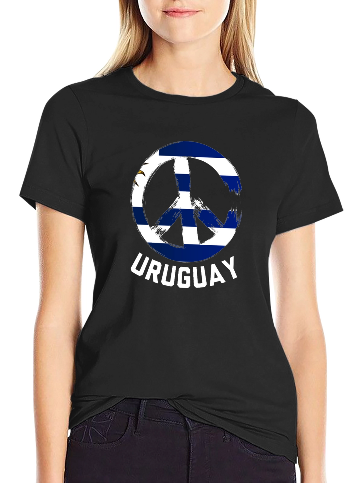 Uruguay Peace Sign T-Shirt - Black Cotton Tee