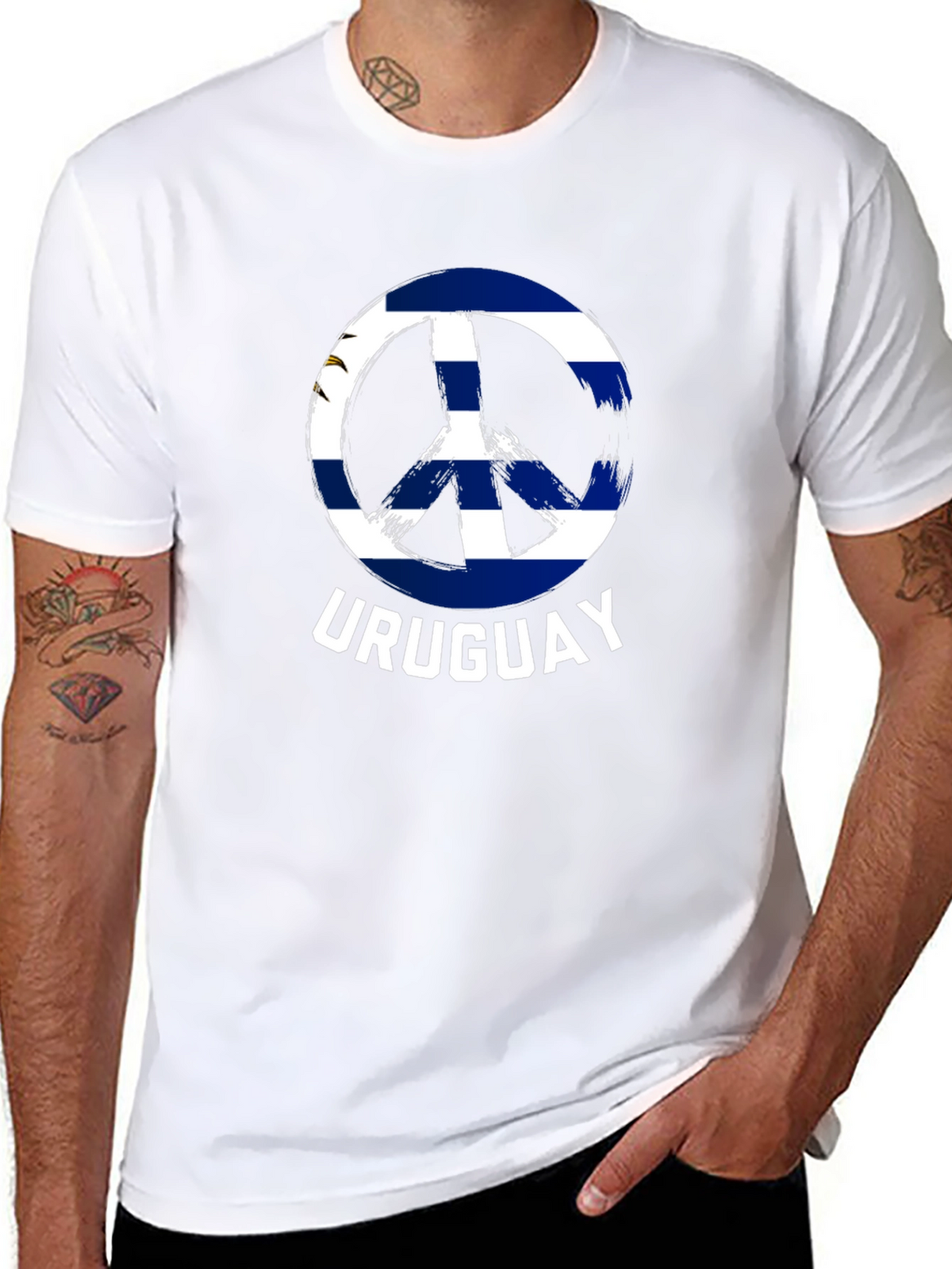 Uruguay Peace Sign T-Shirt - Black Cotton Tee