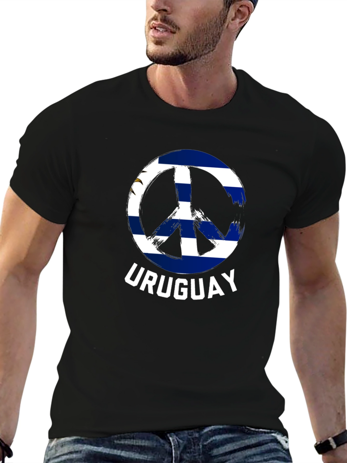 Uruguay Peace Sign T-Shirt - Black Cotton Tee