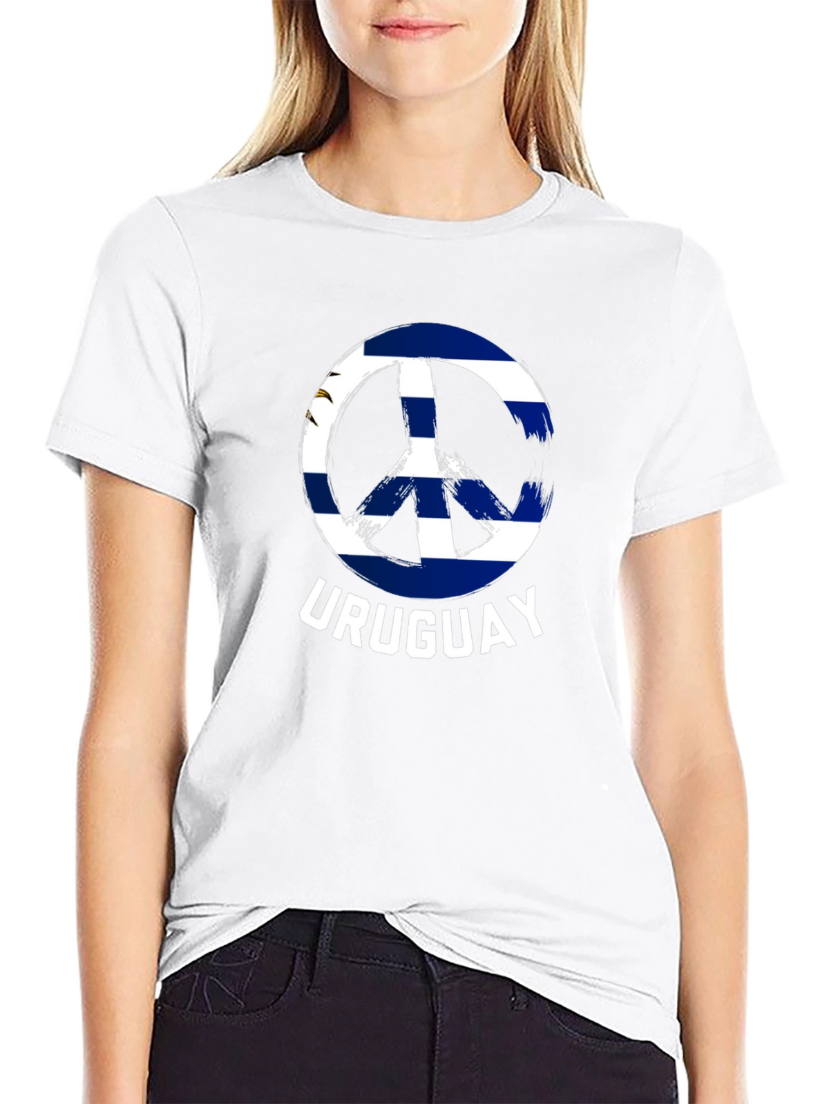 Uruguay Peace Sign T-Shirt - Black Cotton Tee
