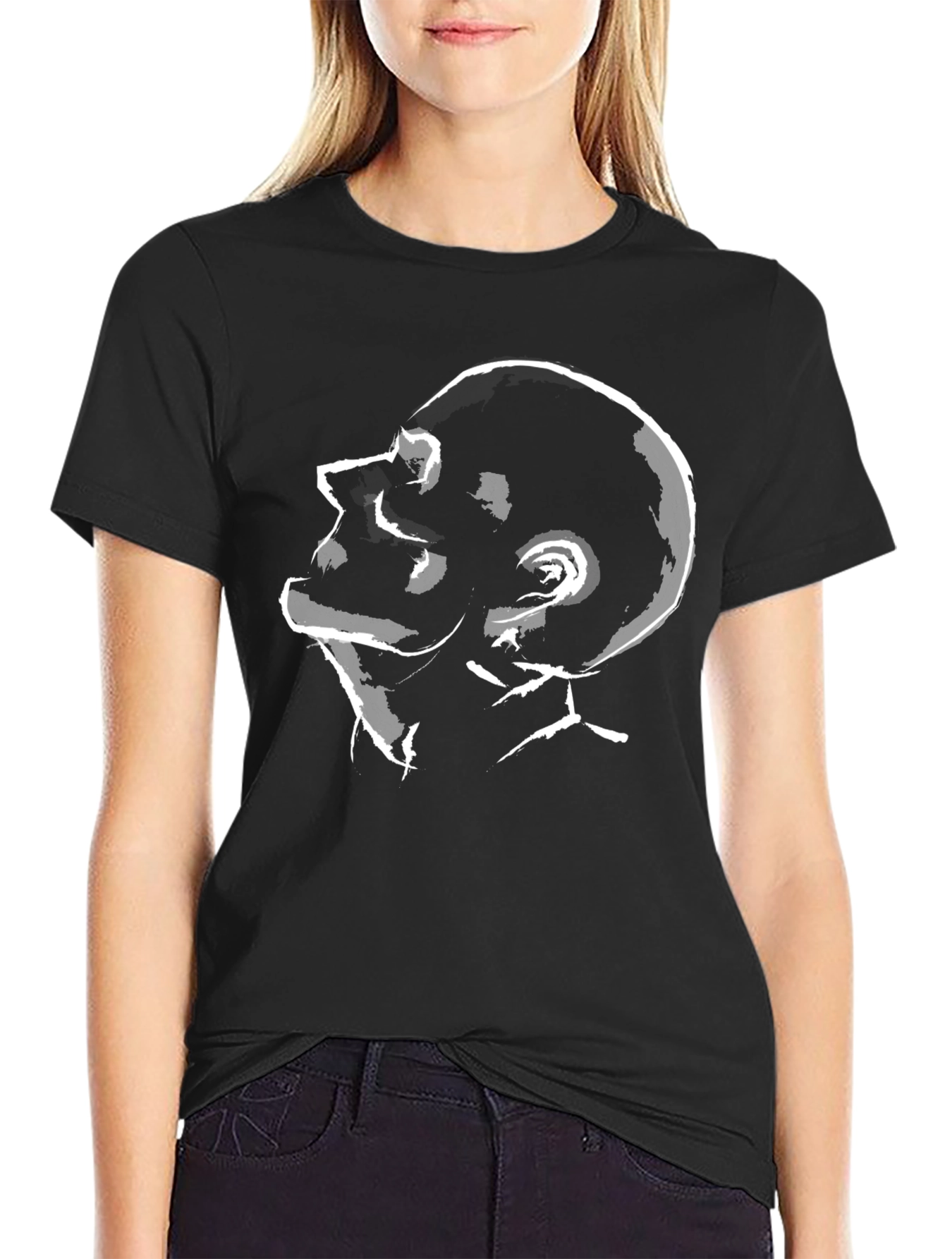 Abstract Profile Graphic Tee - Black