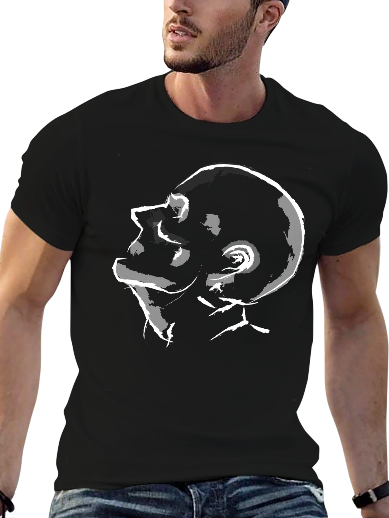 Abstract Profile Graphic Tee - Black