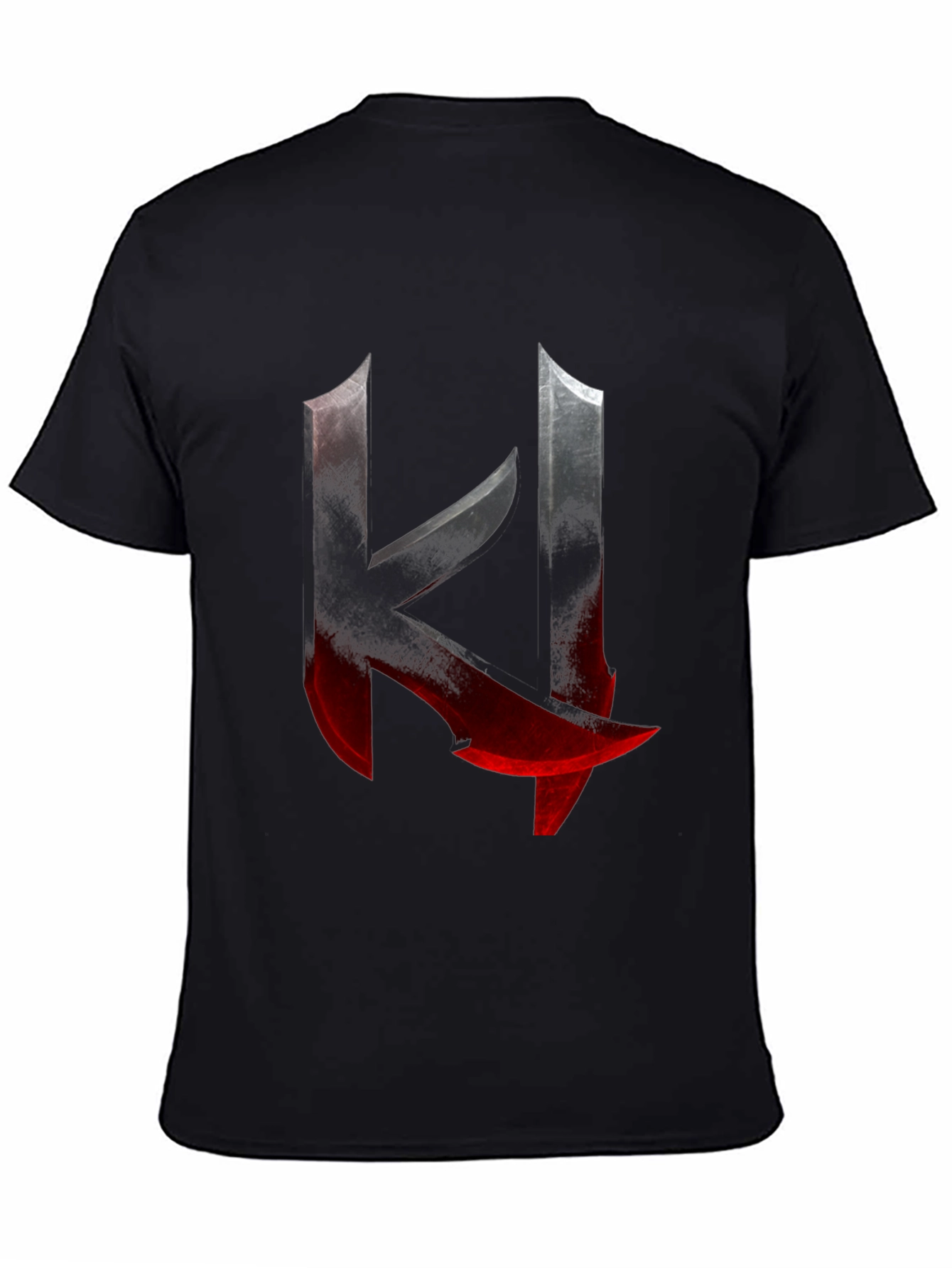 Edgy K Letter Graphic Print Black T-Shirt
