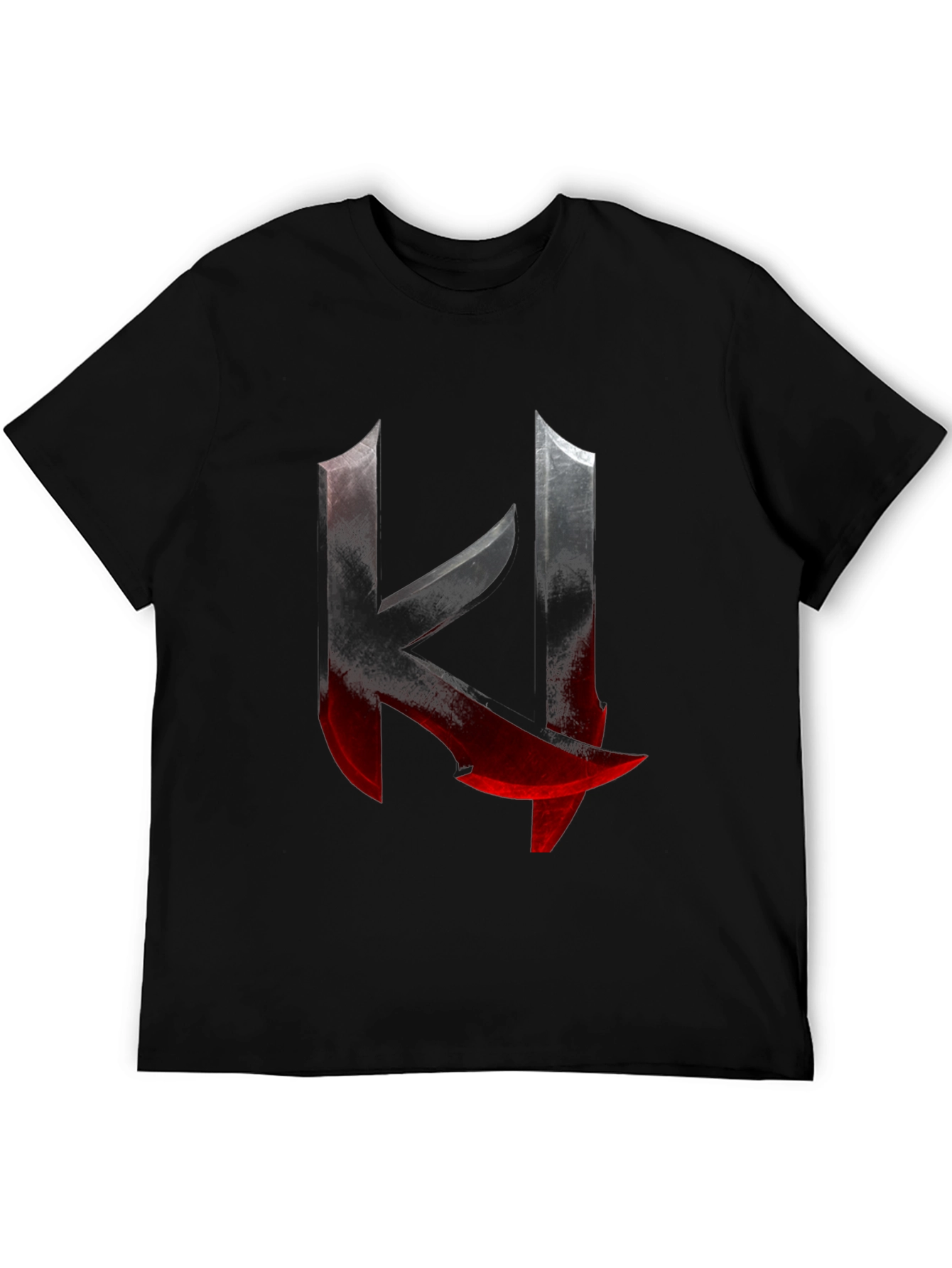 Edgy K Letter Graphic Print Black T-Shirt