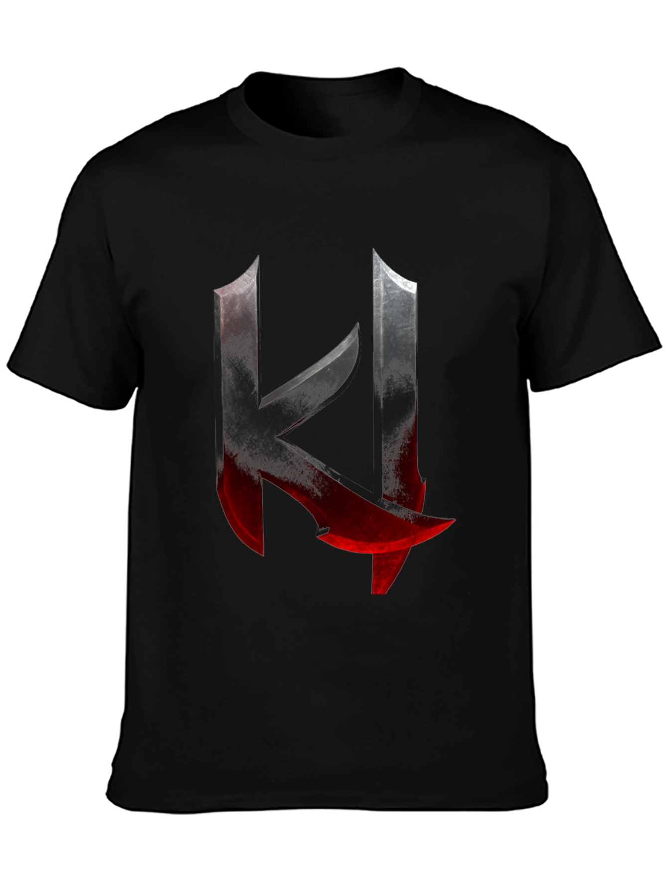 Edgy K Letter Graphic Print Black T-Shirt