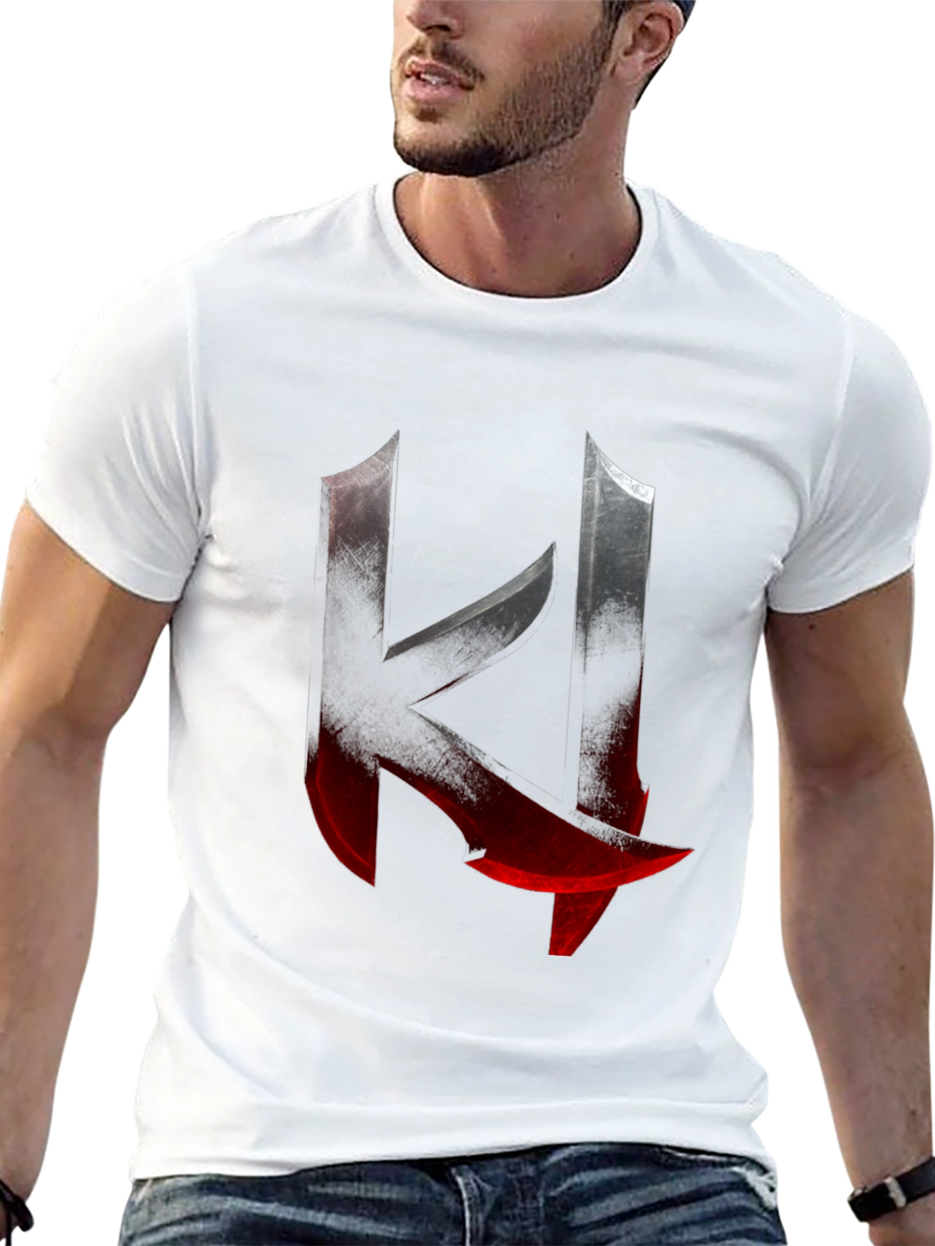 Edgy K Letter Graphic Print Black T-Shirt