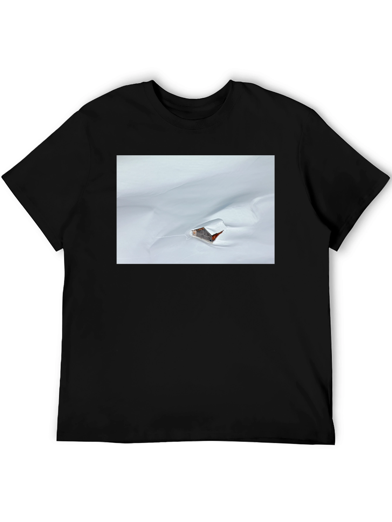 Snowy Cabin Graphic T-Shirt - Black