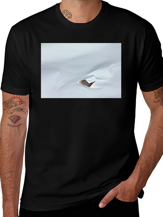 Snowy Cabin Graphic T-Shirt - Black