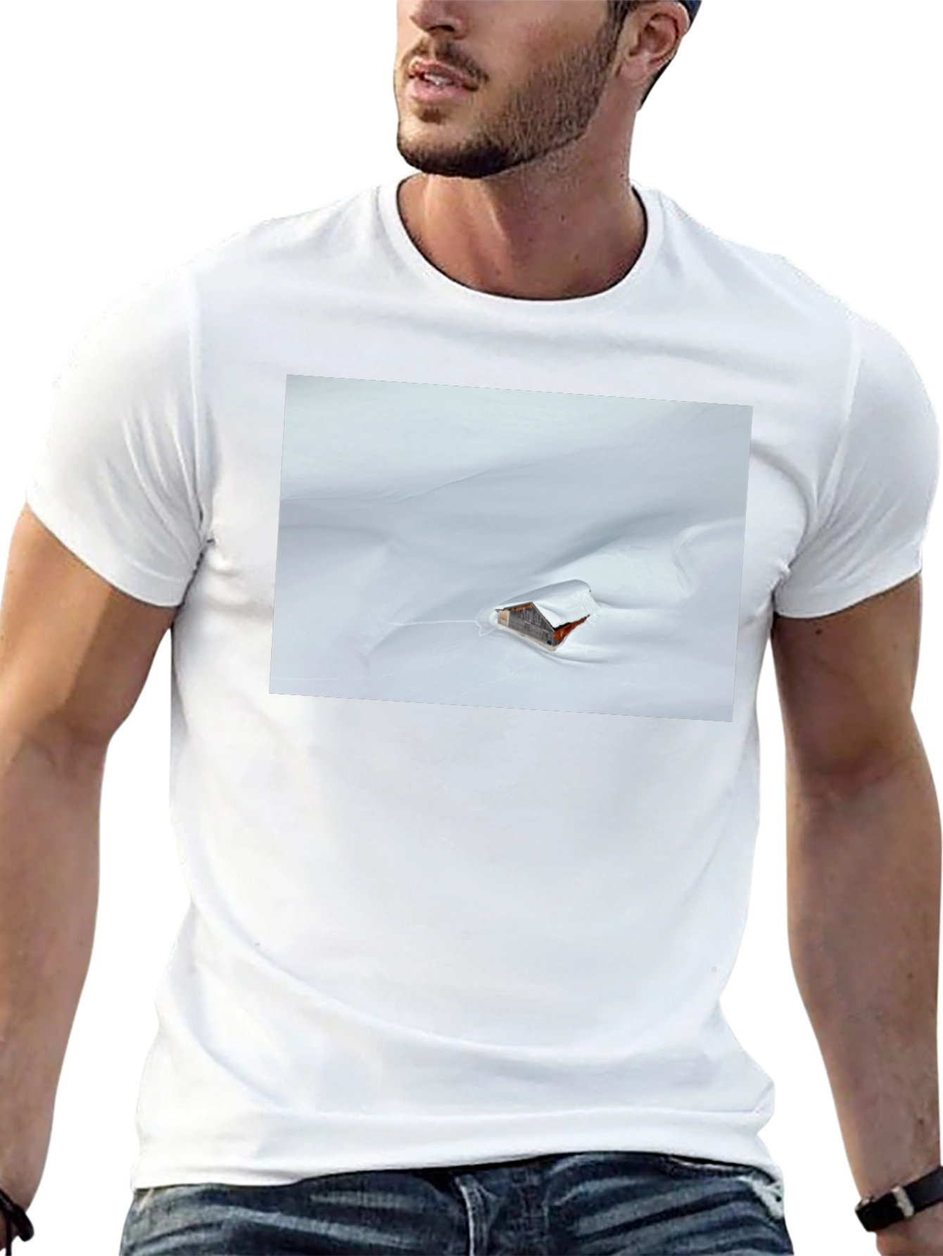 Snowy Cabin Graphic T-Shirt - Black
