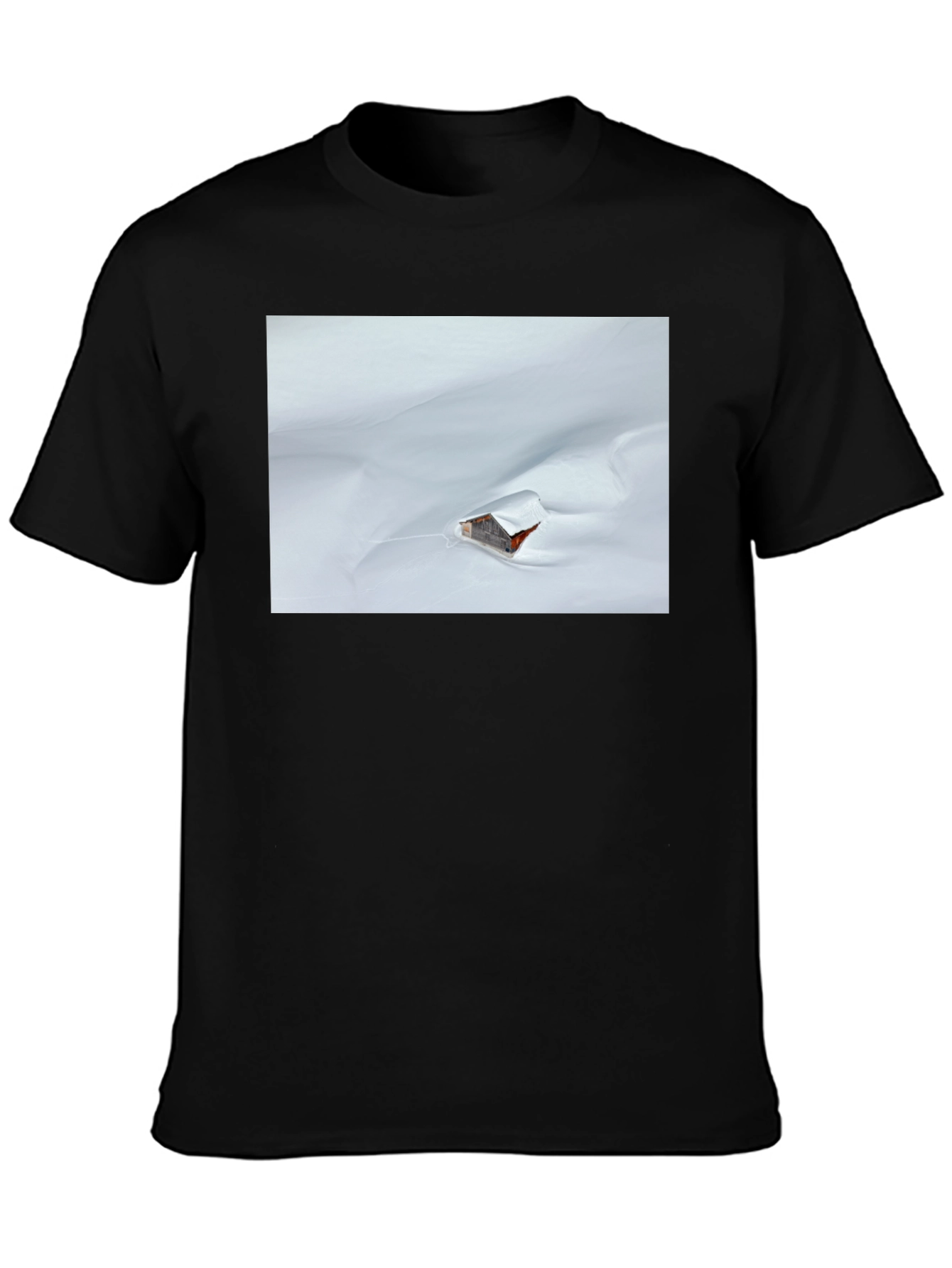 Snowy Cabin Graphic T-Shirt - Black