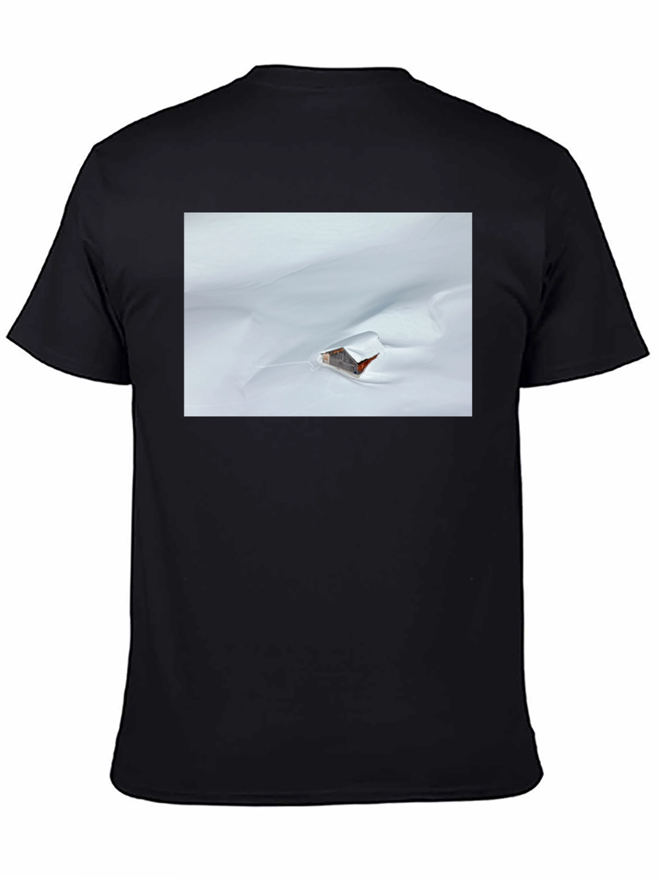 Snowy Cabin Graphic T-Shirt - Black