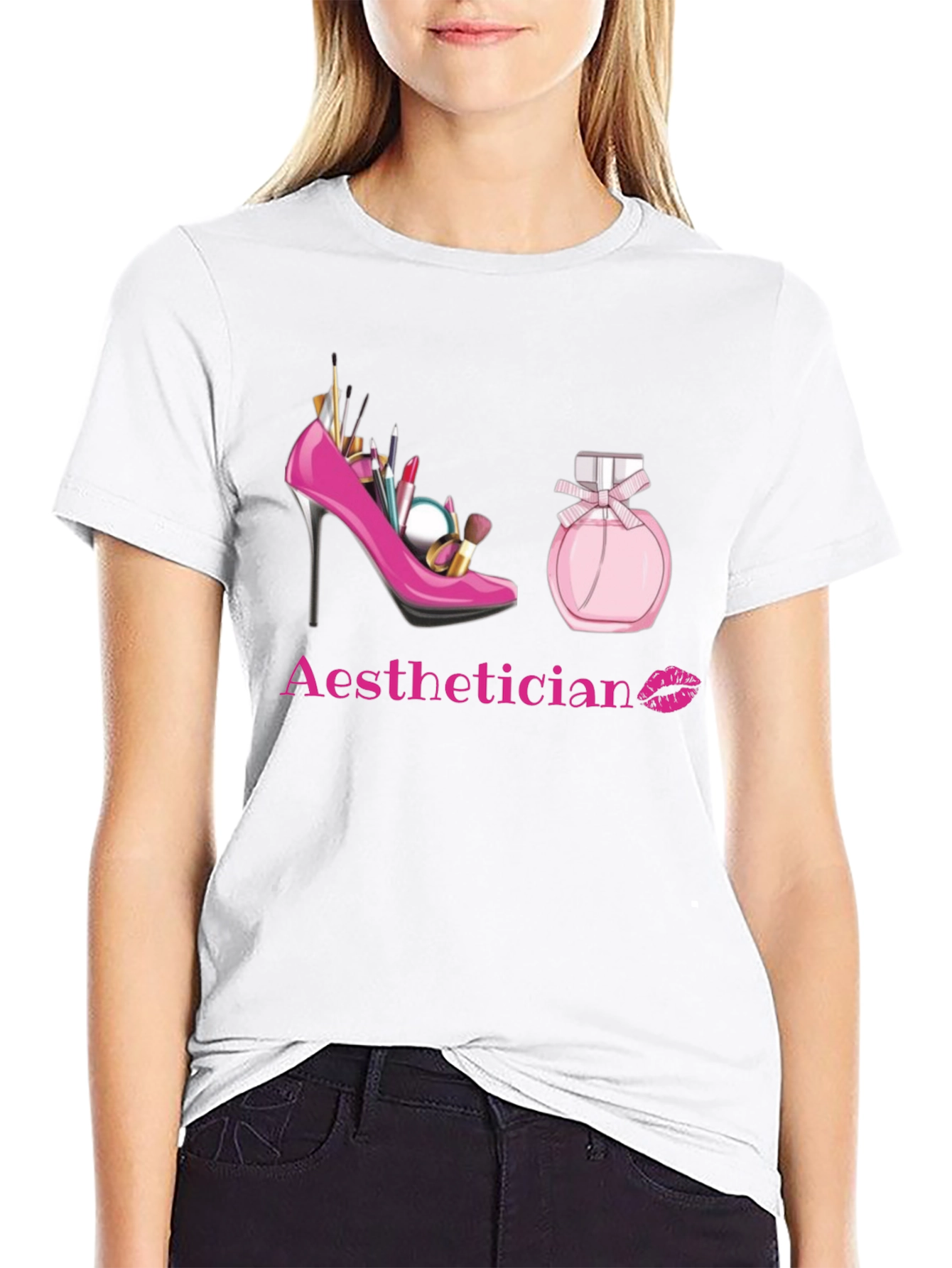 Aesthetician T-Shirt: Makeup High Heel & Perfume