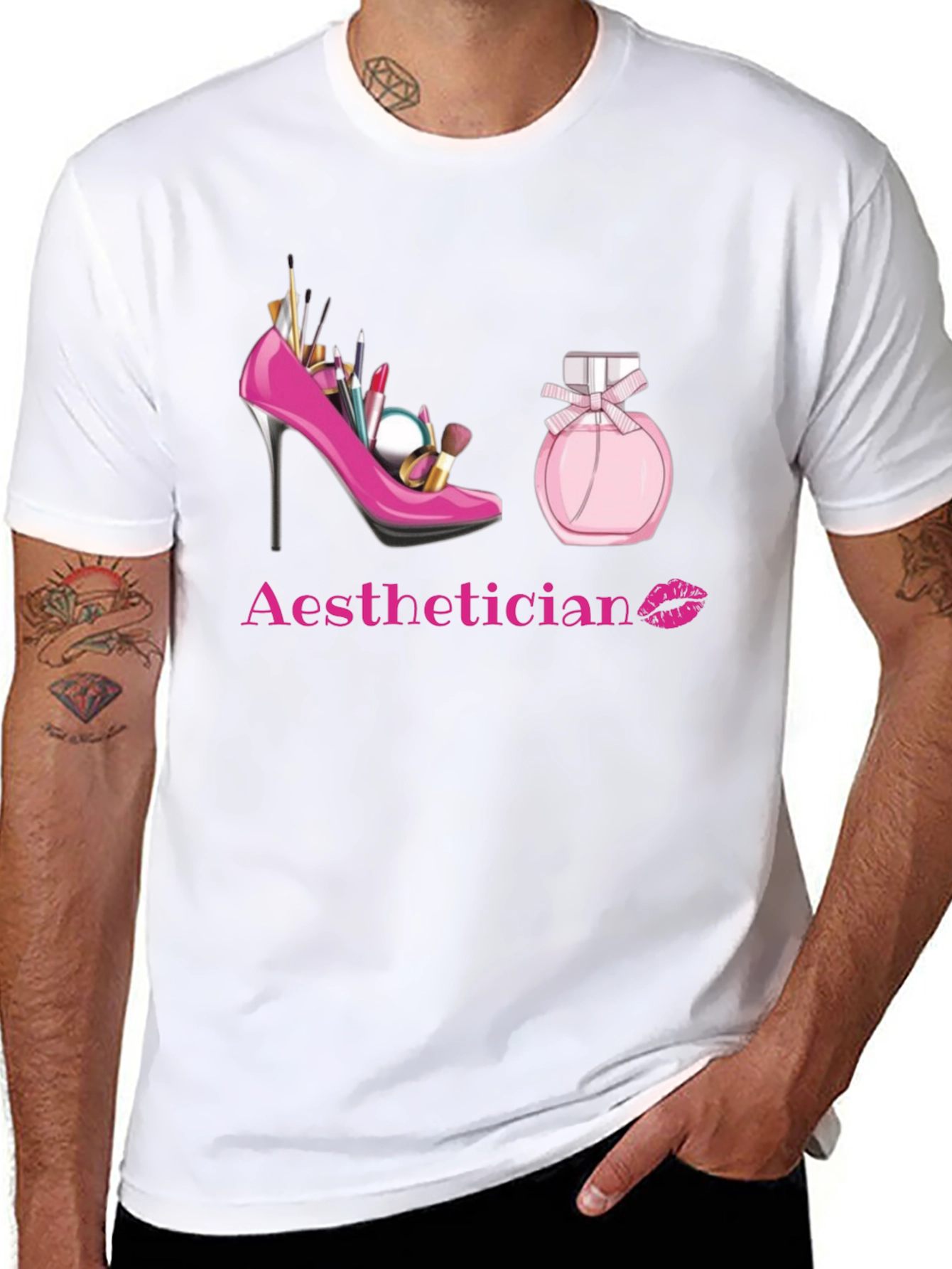 Aesthetician T-Shirt: Makeup High Heel & Perfume