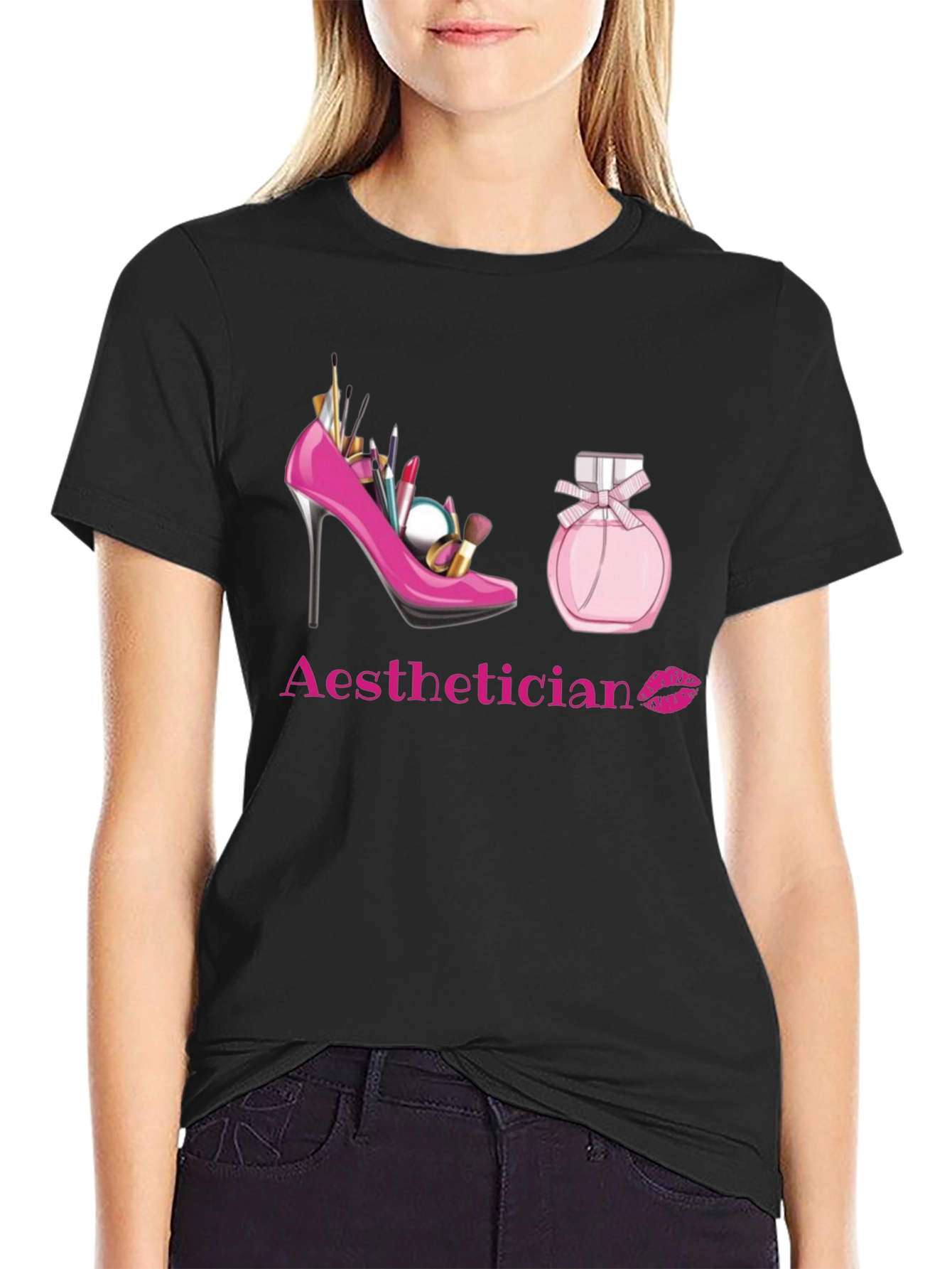 Aesthetician T-Shirt: Makeup High Heel & Perfume