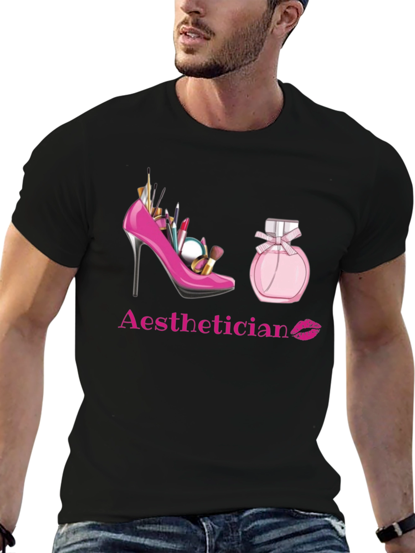 Aesthetician T-Shirt: Makeup High Heel & Perfume