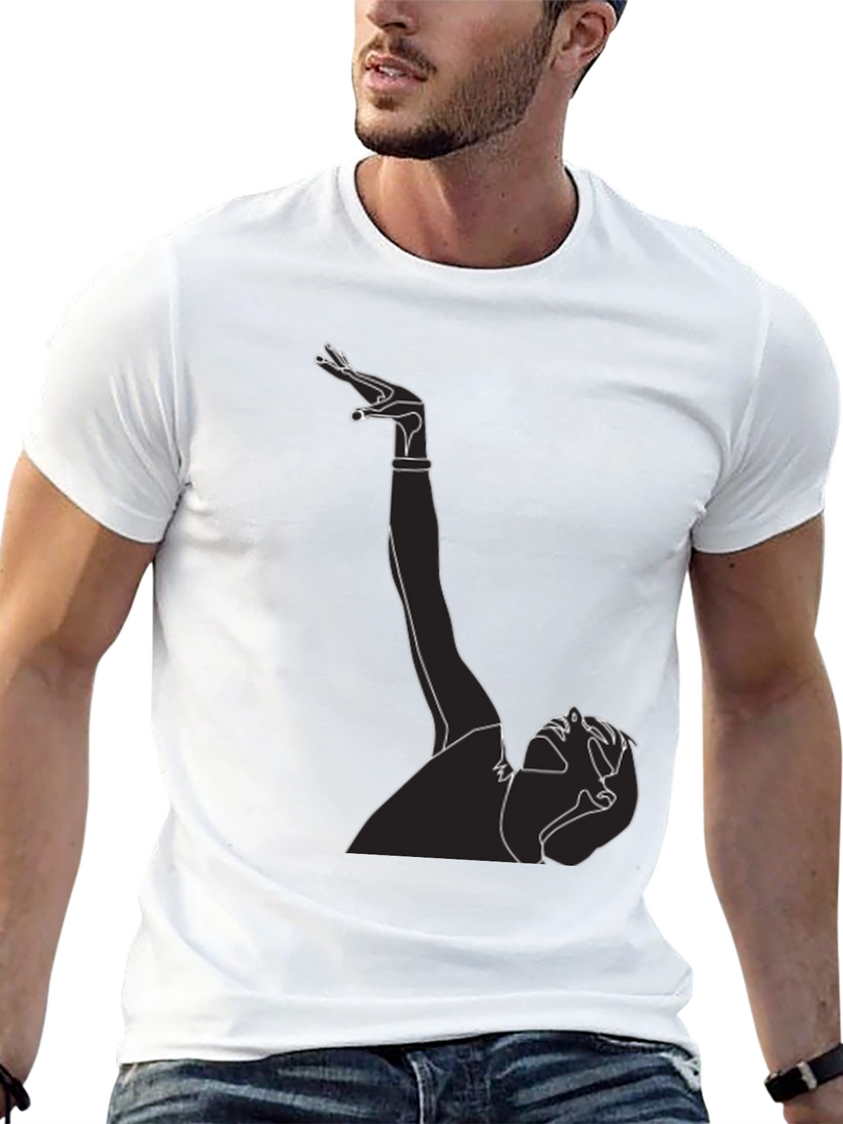 Line Art Graphic Tee - Black T-Shirt