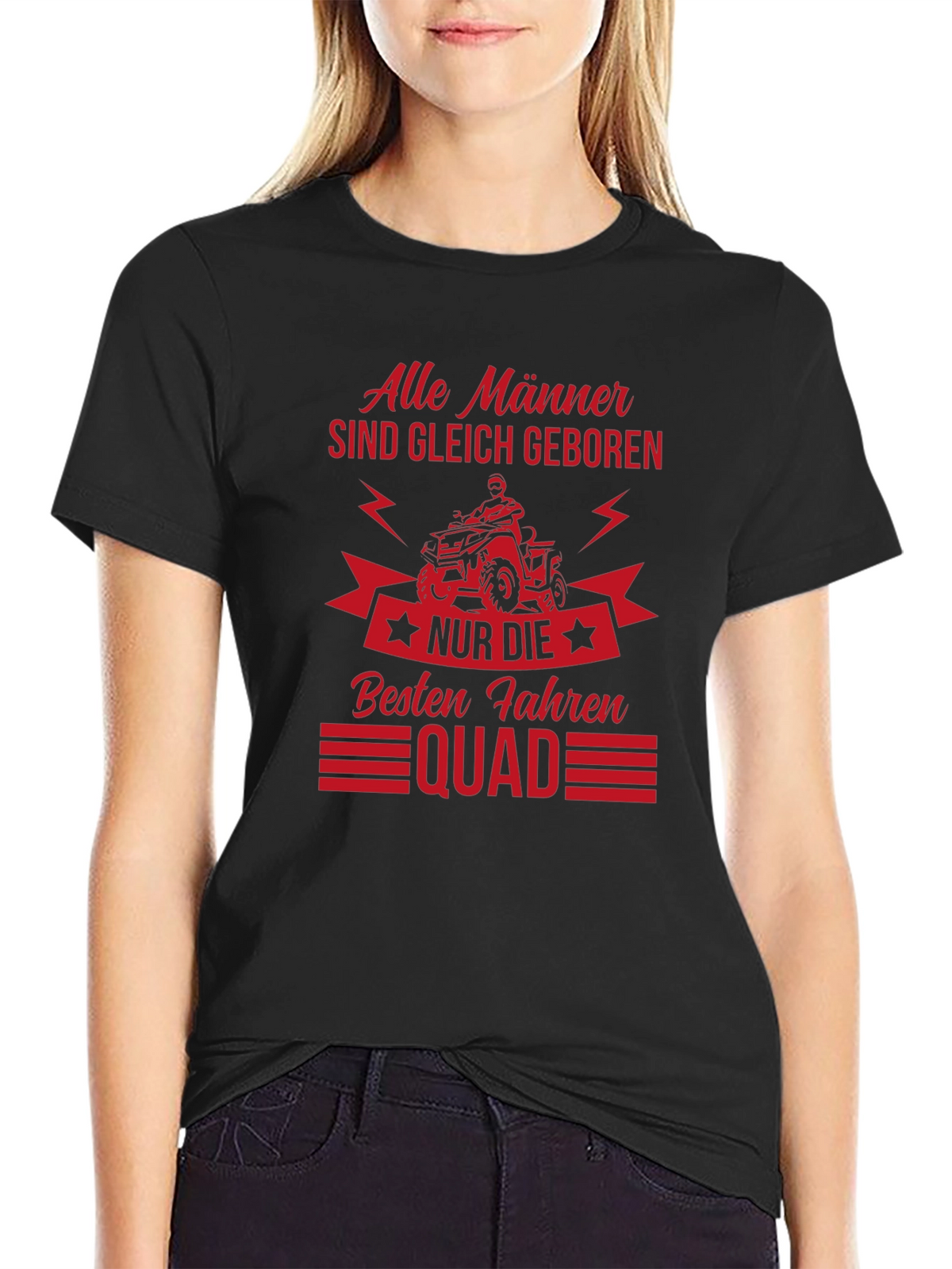 Mens Black T-Shirt - Quad Biker Design