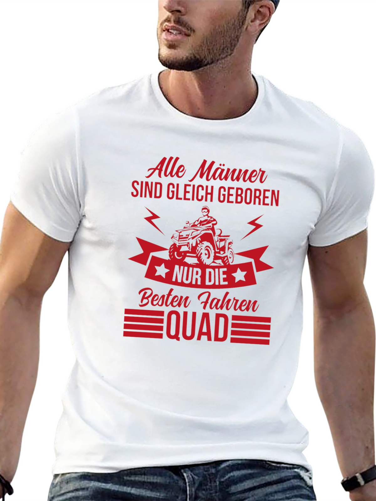 Mens Black T-Shirt - Quad Biker Design