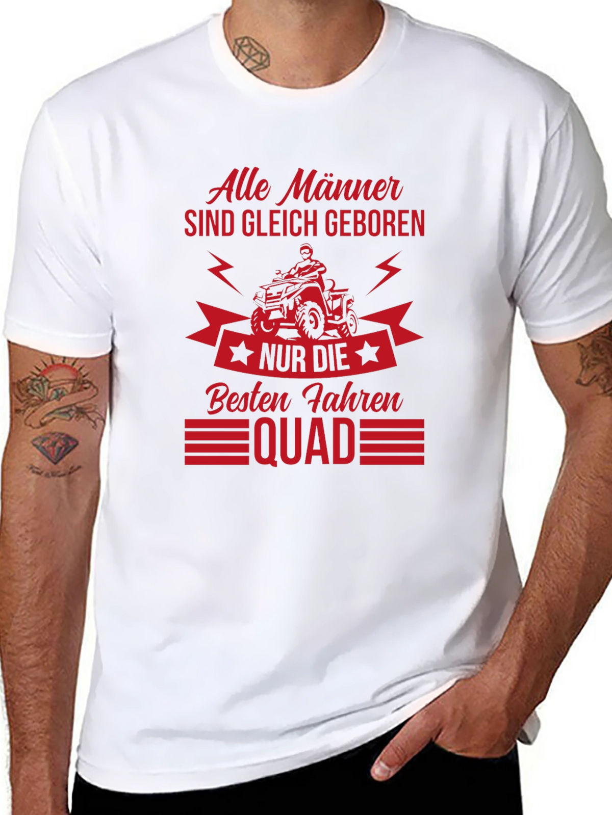 Mens Black T-Shirt - Quad Biker Design