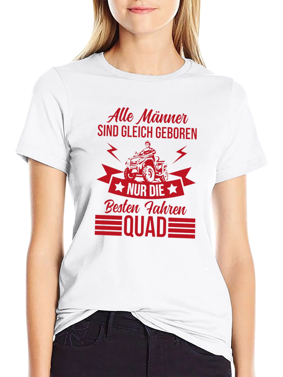 Mens Black T-Shirt - Quad Biker Design