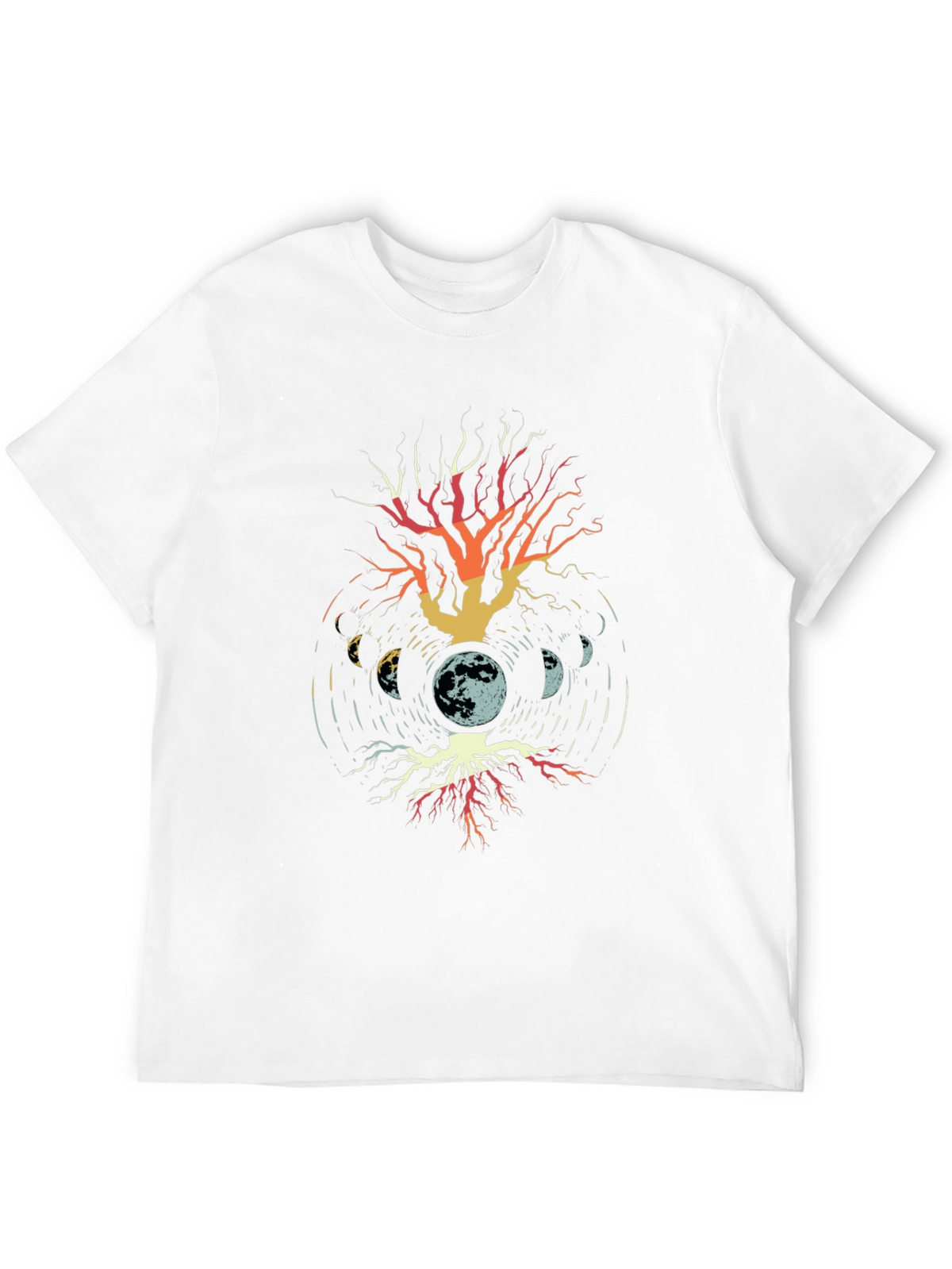 Moon Phases Tree Graphic T-Shirt - Black