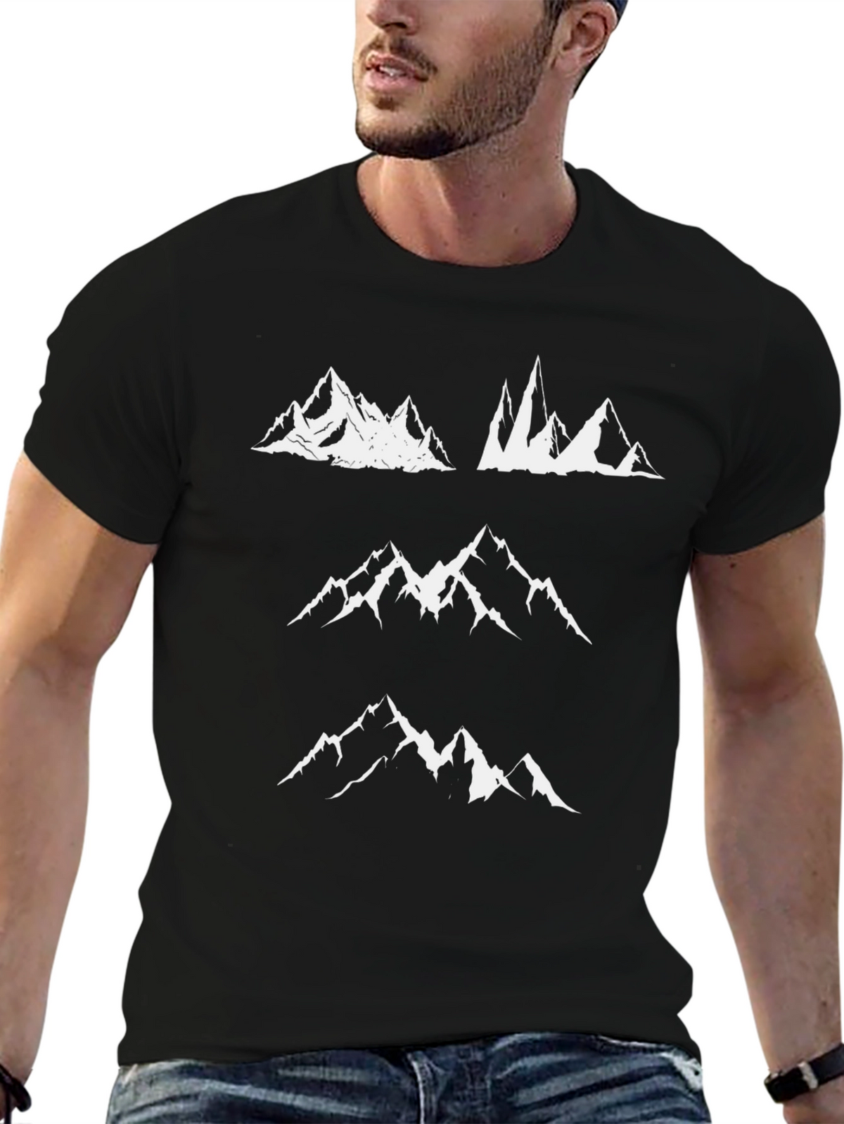 Mountain Peaks Graphic Tee - Black Casual Shirt