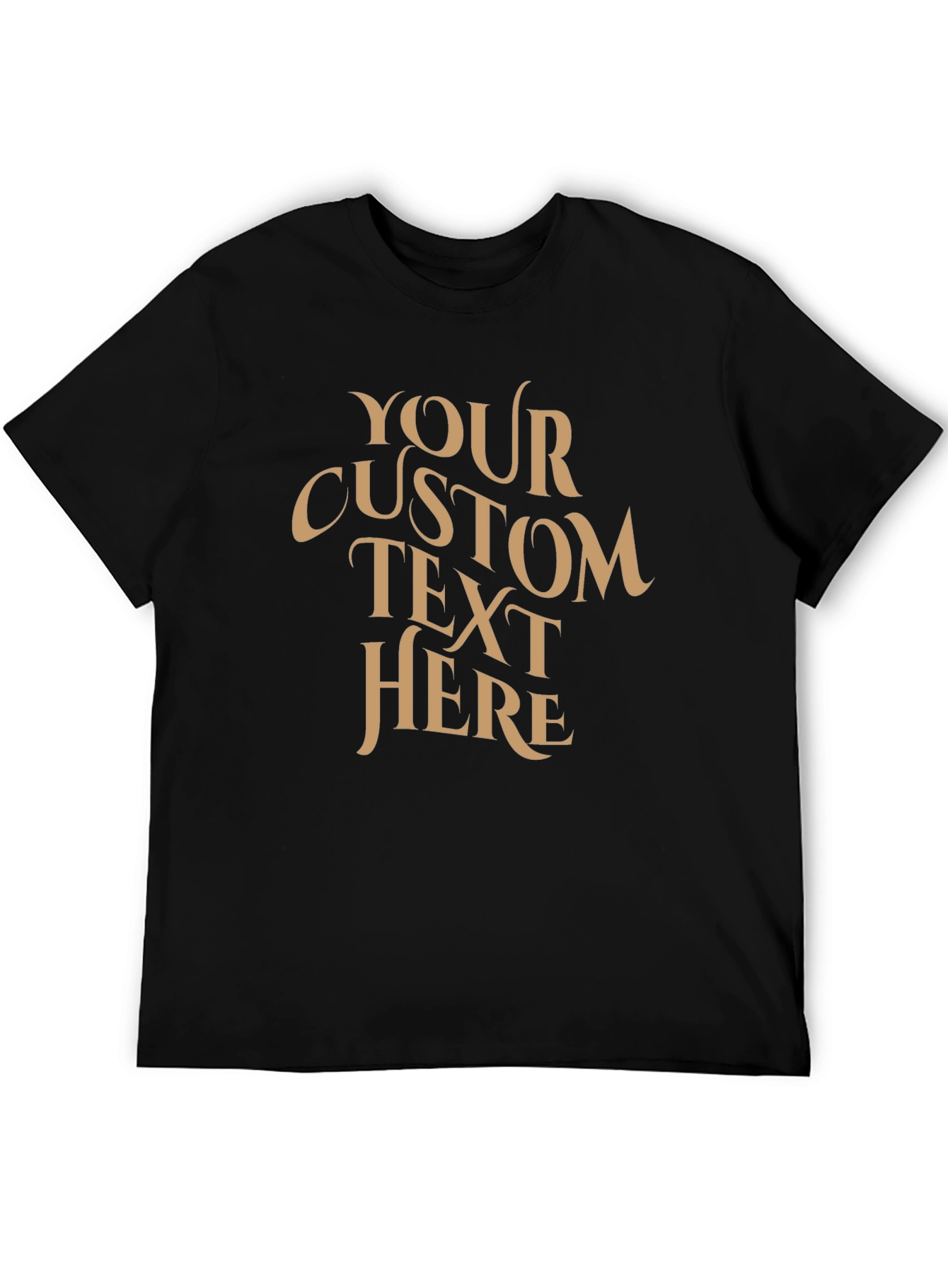 Custom Text Black T-Shirt - Design Your Own