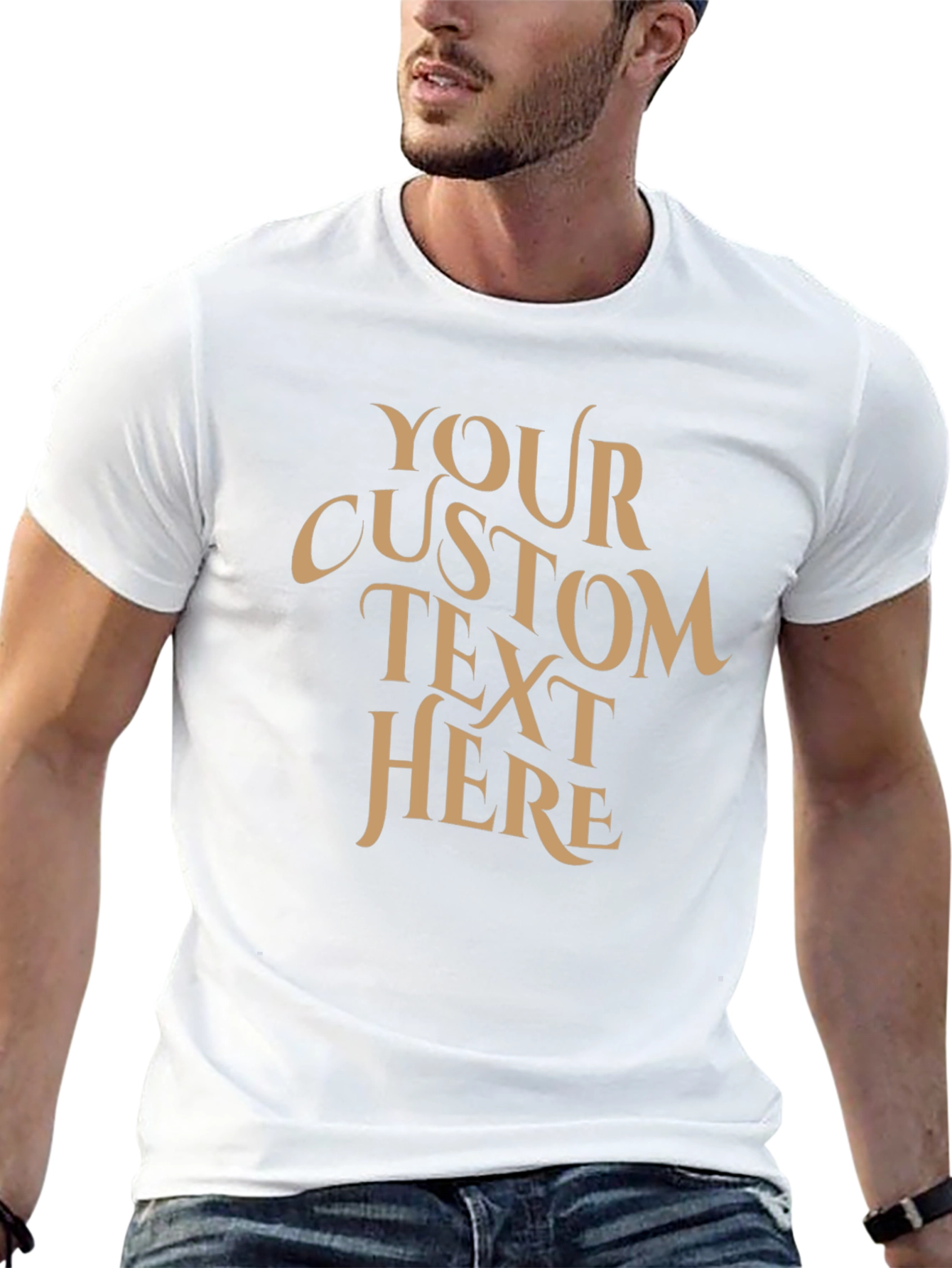 Custom Text Black T-Shirt - Design Your Own