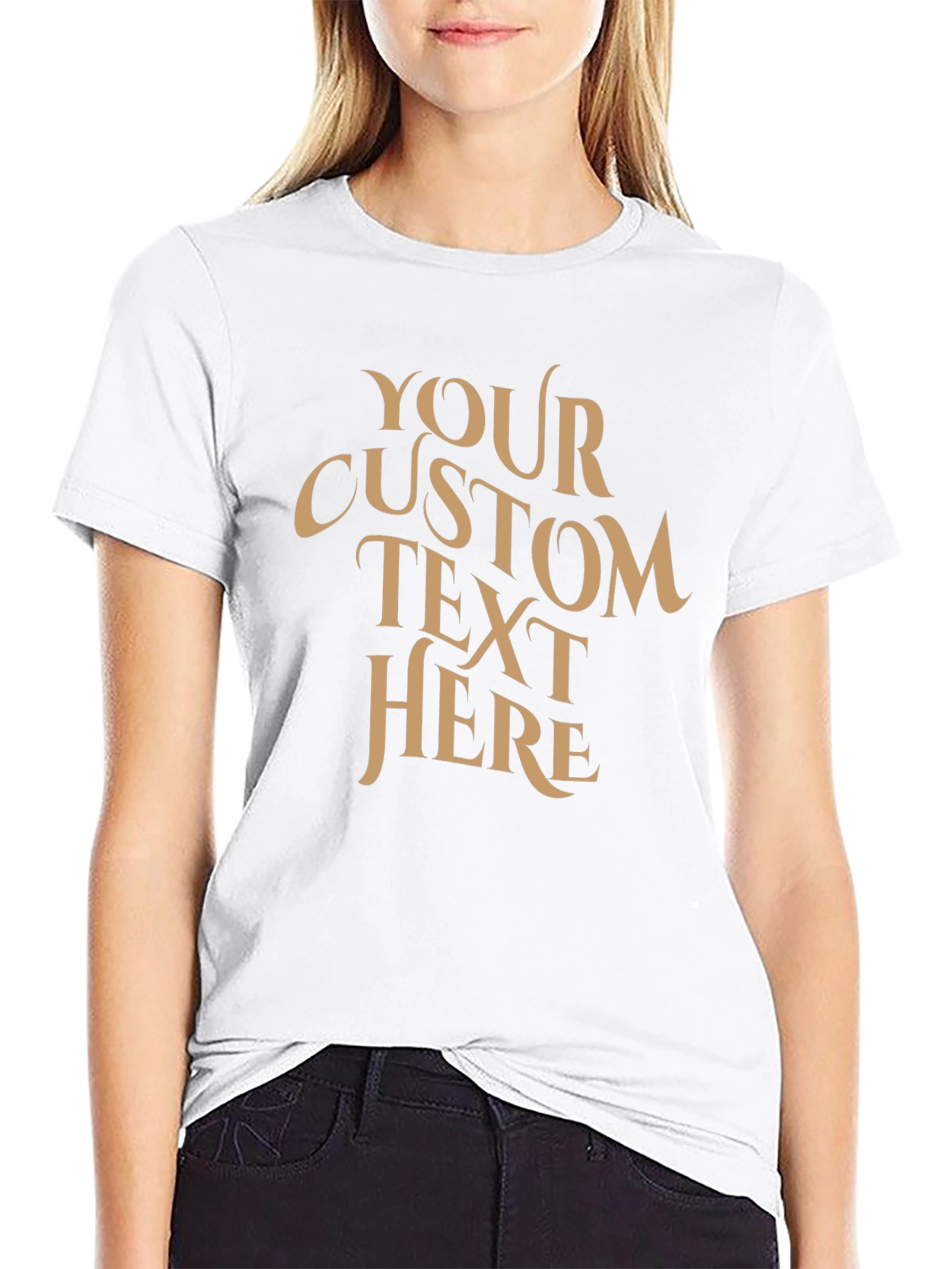 Custom Text Black T-Shirt - Design Your Own