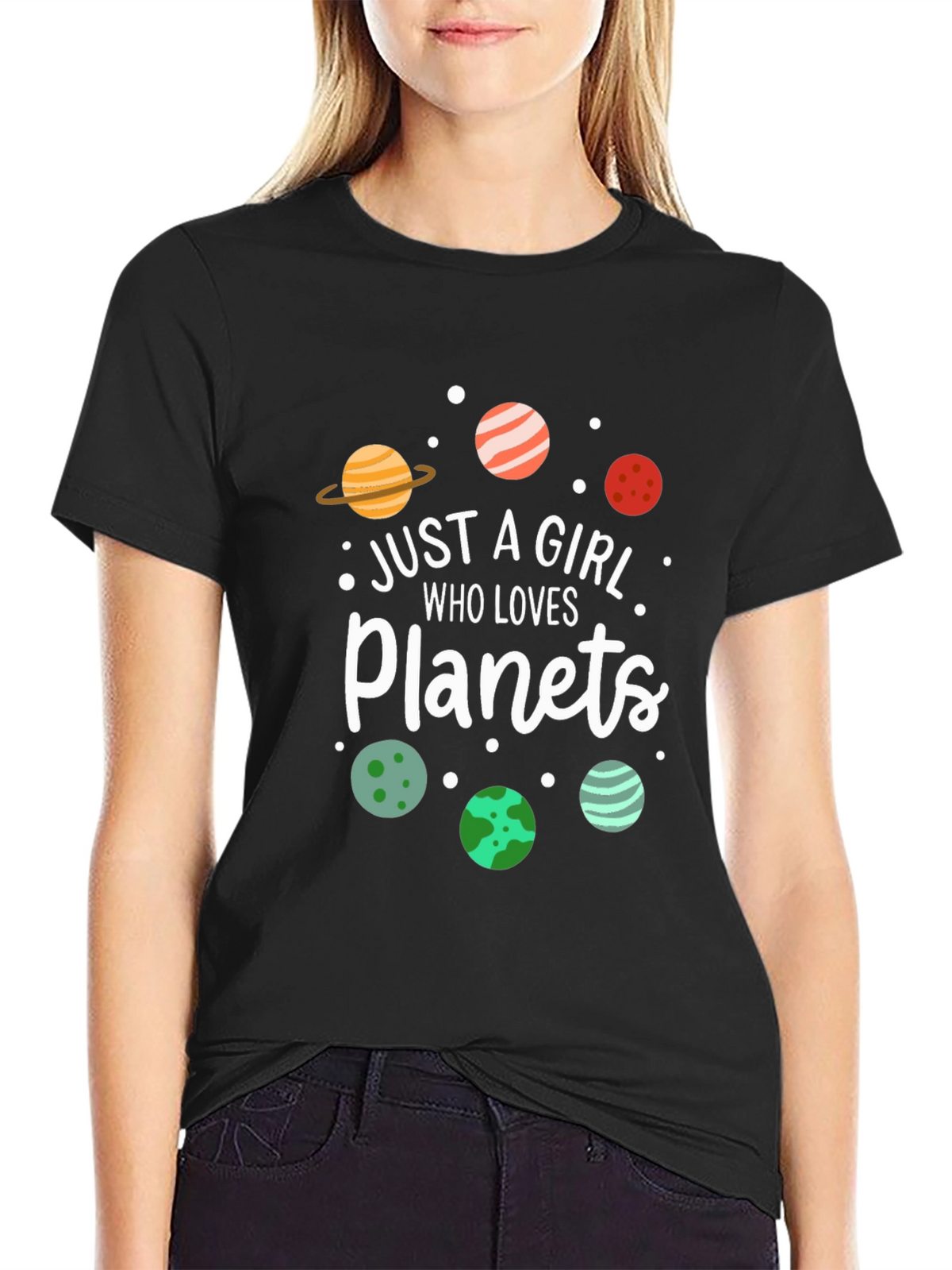 Just A Girl Who Loves Planets Graphic Tee