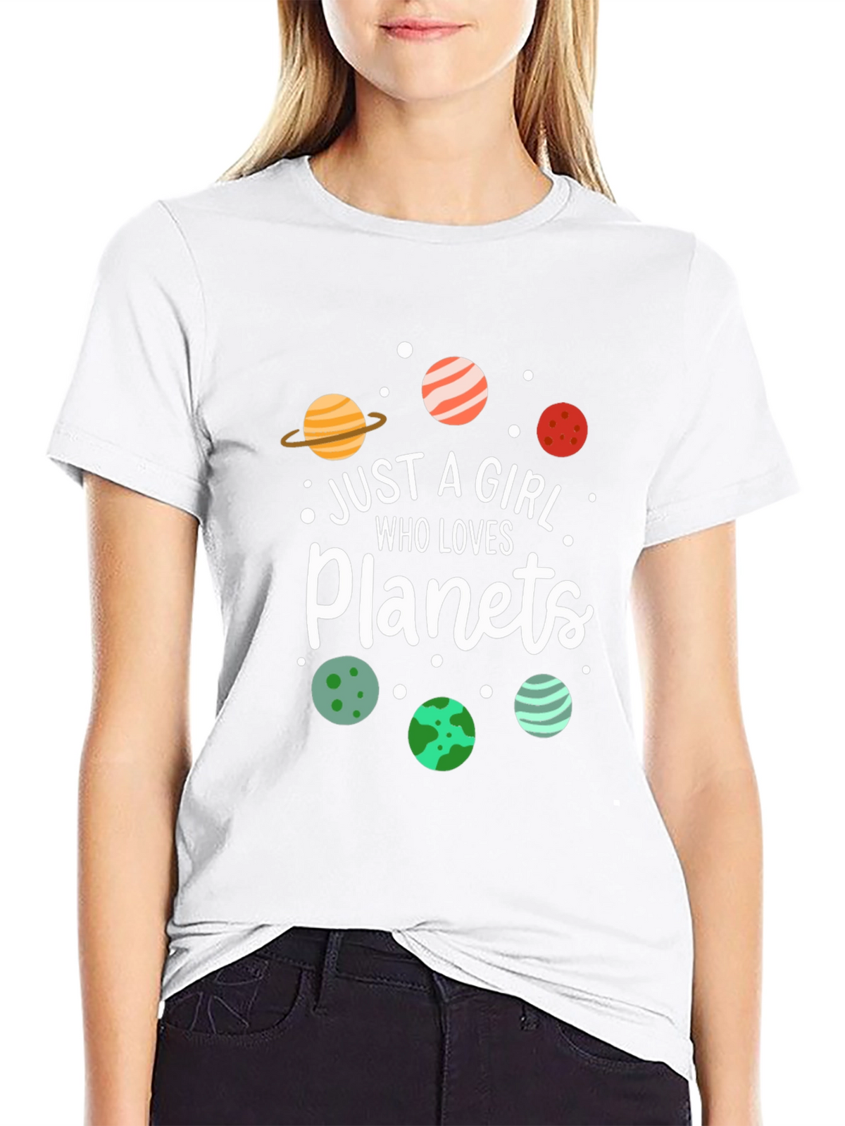 Just A Girl Who Loves Planets Graphic Tee