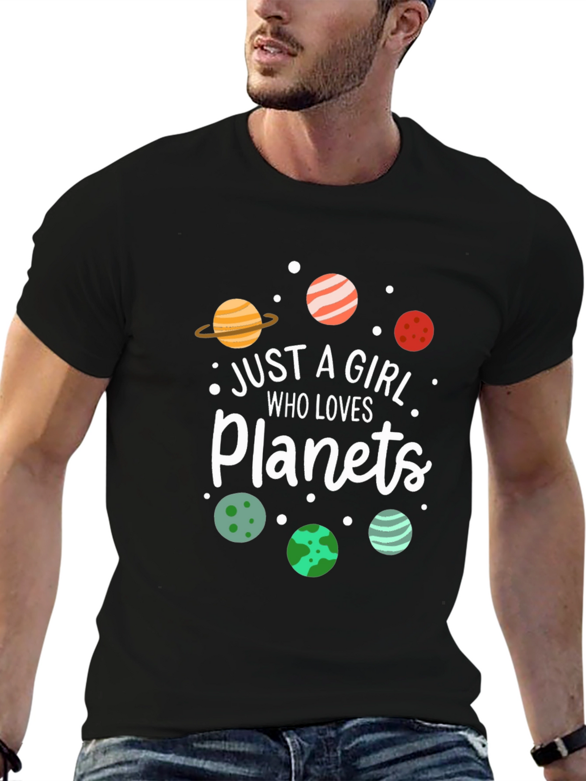 Just A Girl Who Loves Planets Graphic Tee